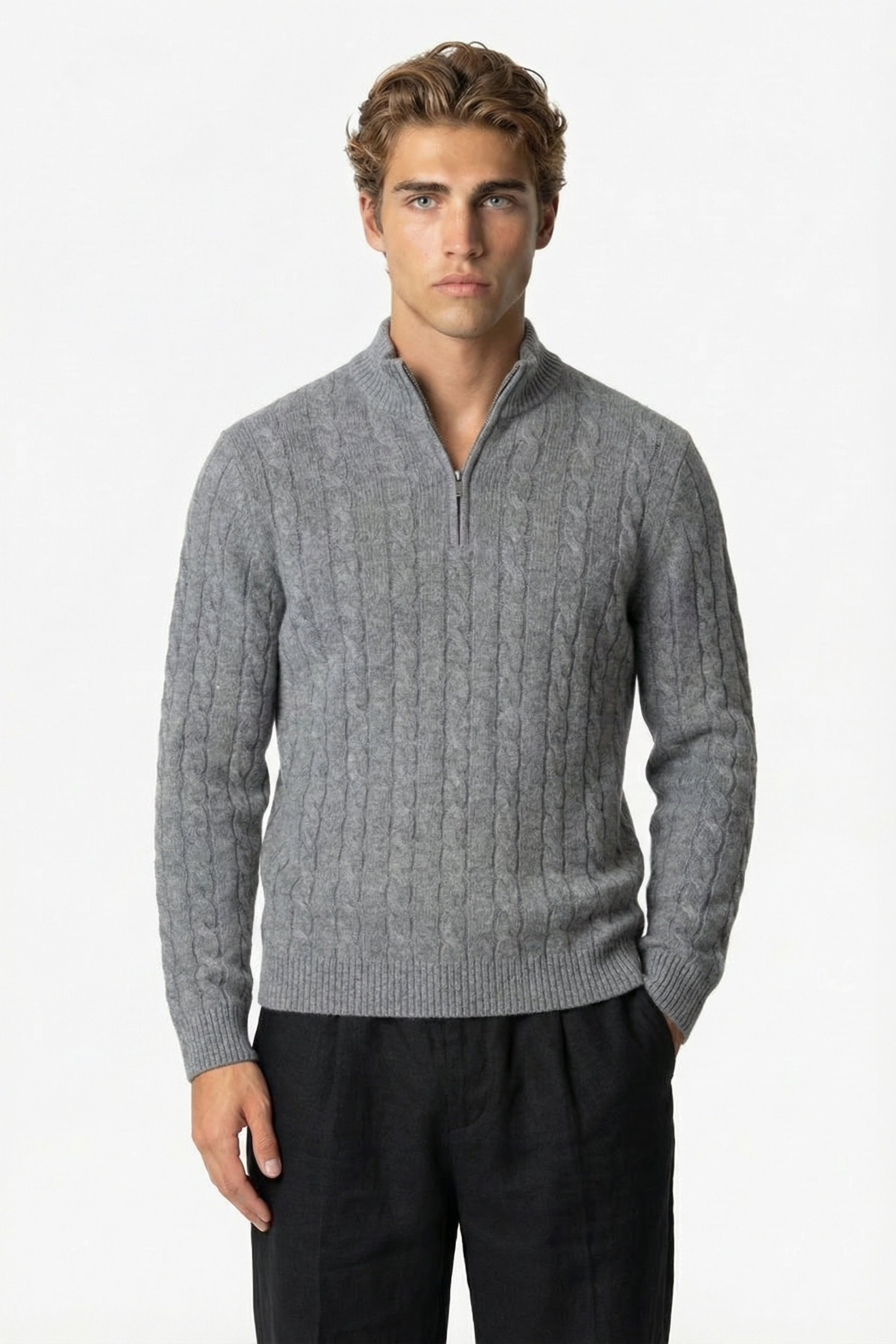 Kensington Cashmere Quarter Zip Grey