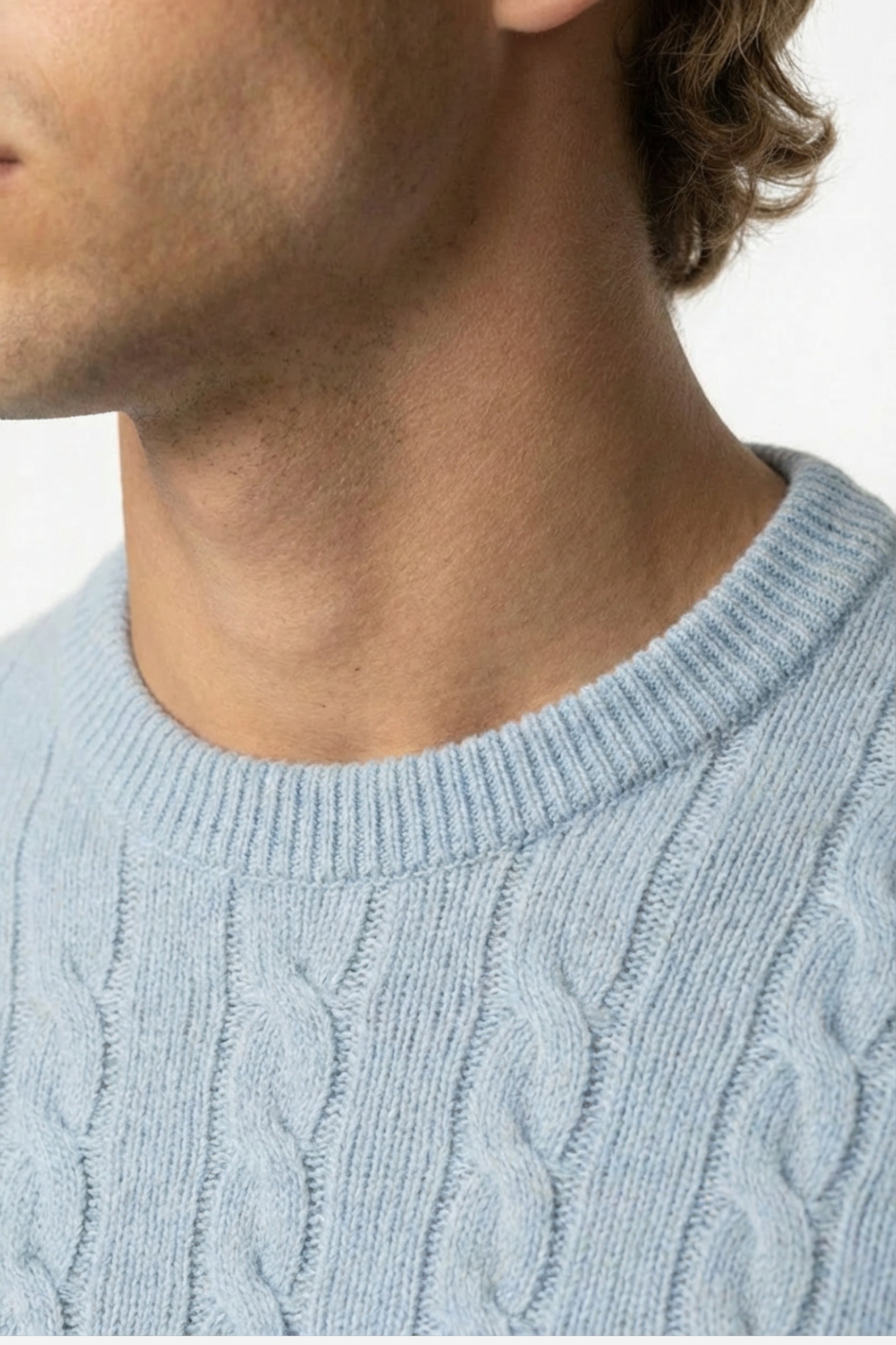 Kensington Cashmere Cable Crewneck Blue