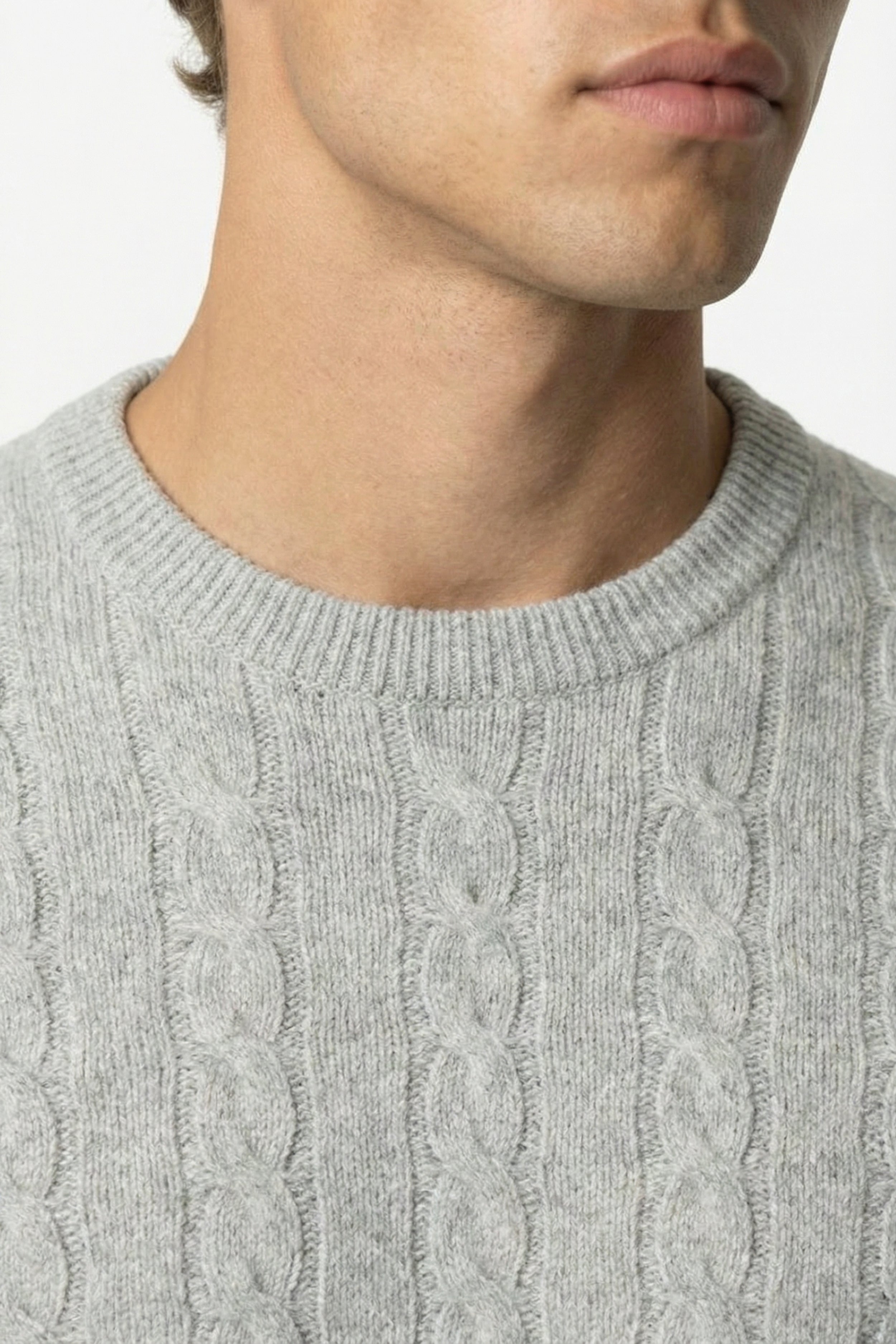 Kensington Cashmere Cable Crewneck Grey