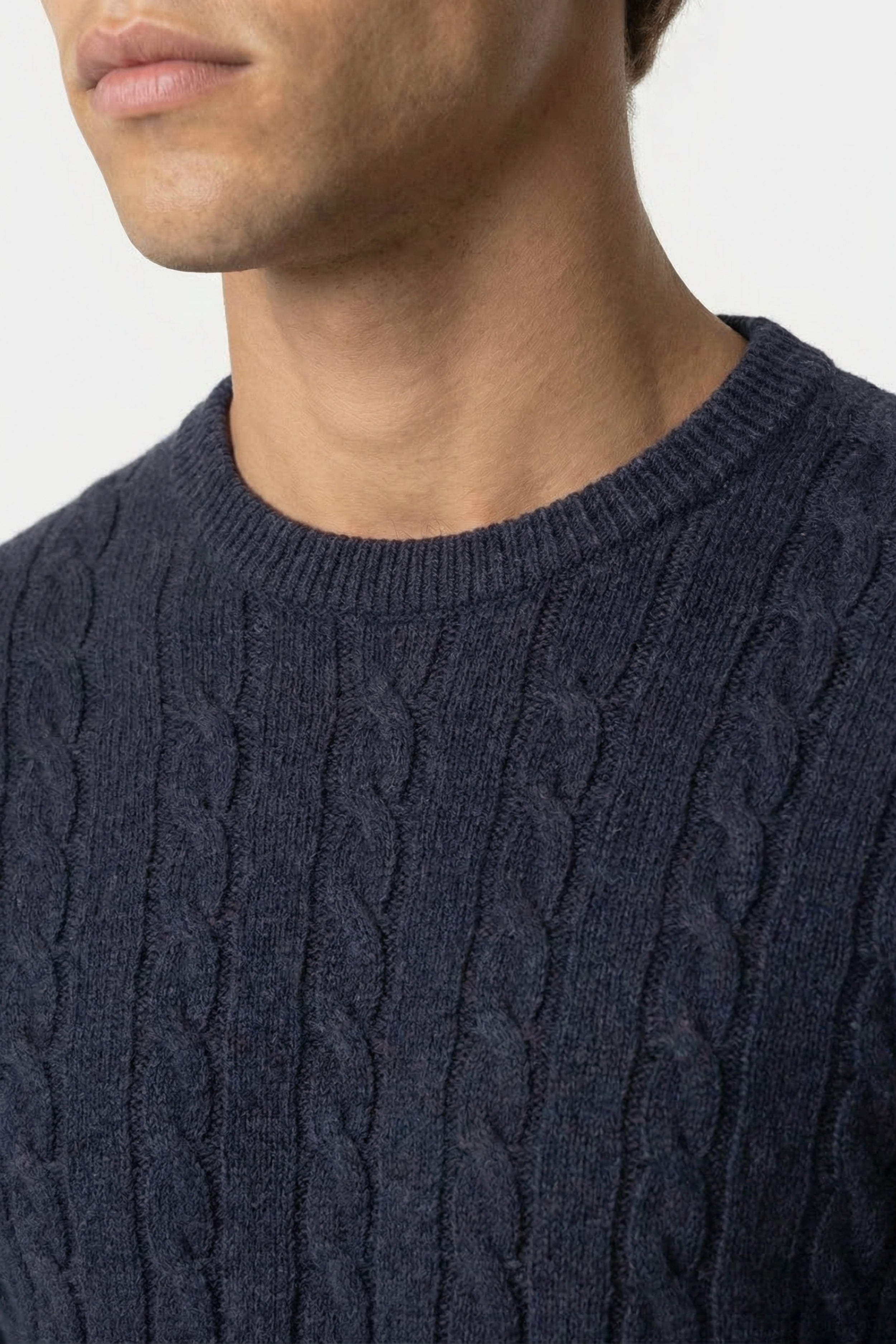 Kensington Cashmere Cable Crewneck Navy