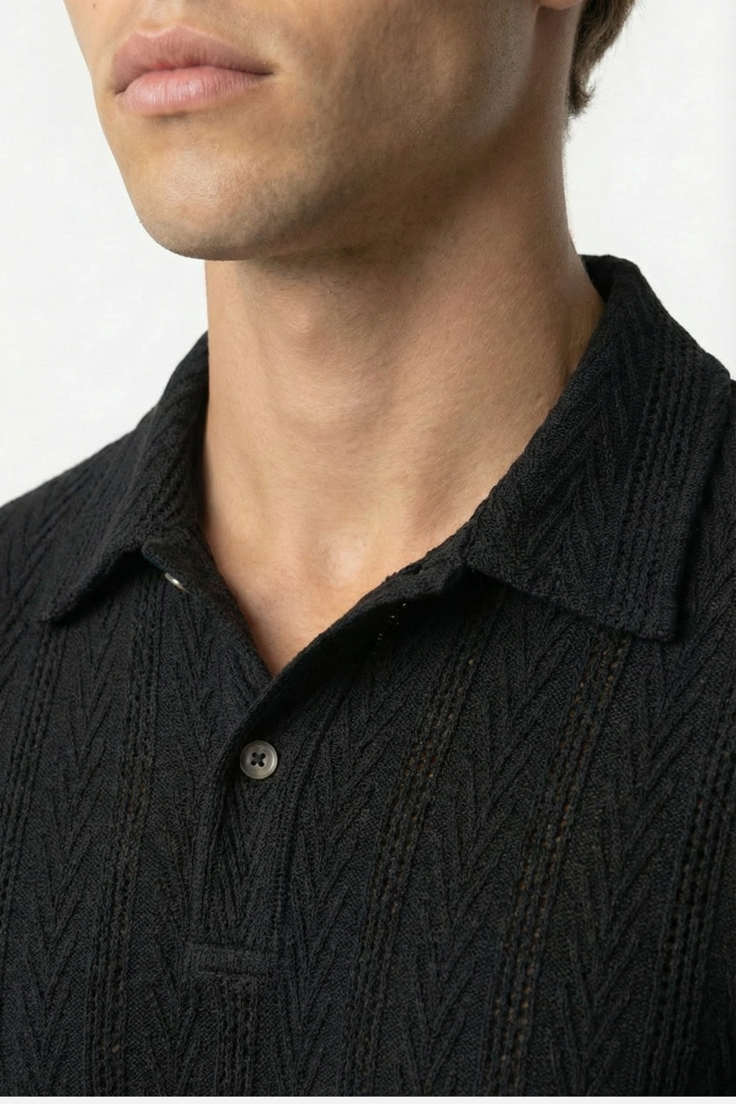 Huxley Textured Polo Black