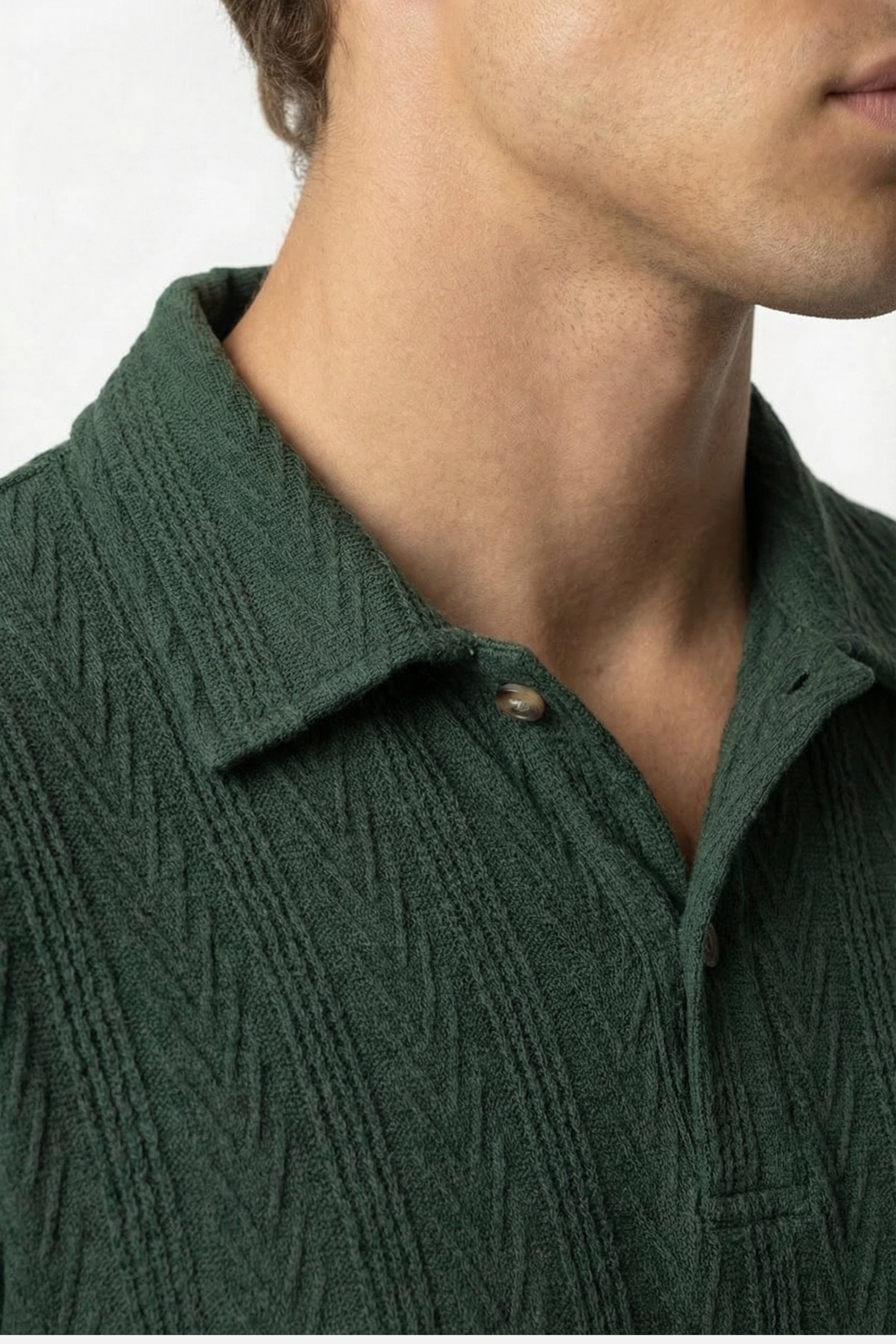 Huxley Textured Polo Green