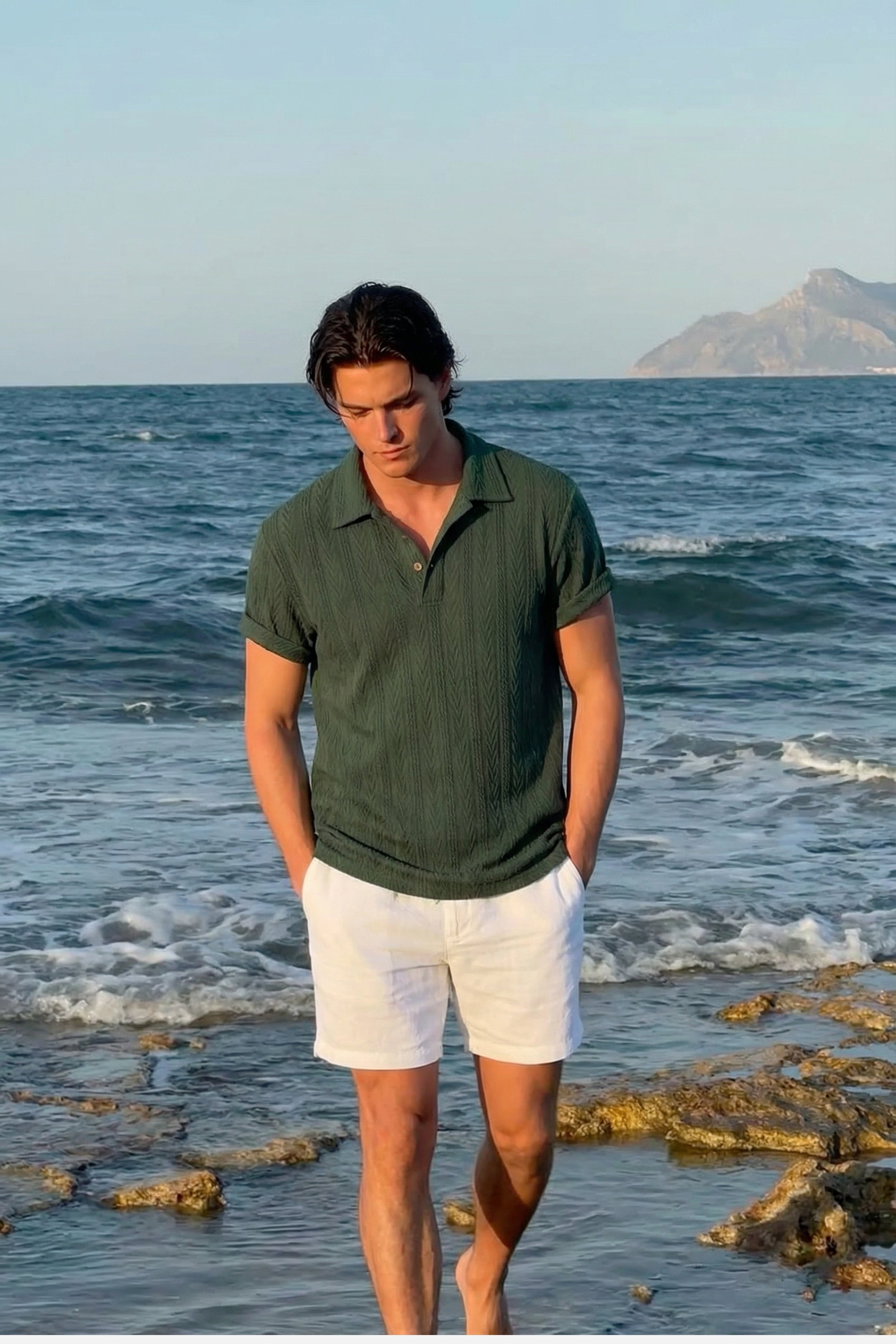 Huxley Textured Polo Green