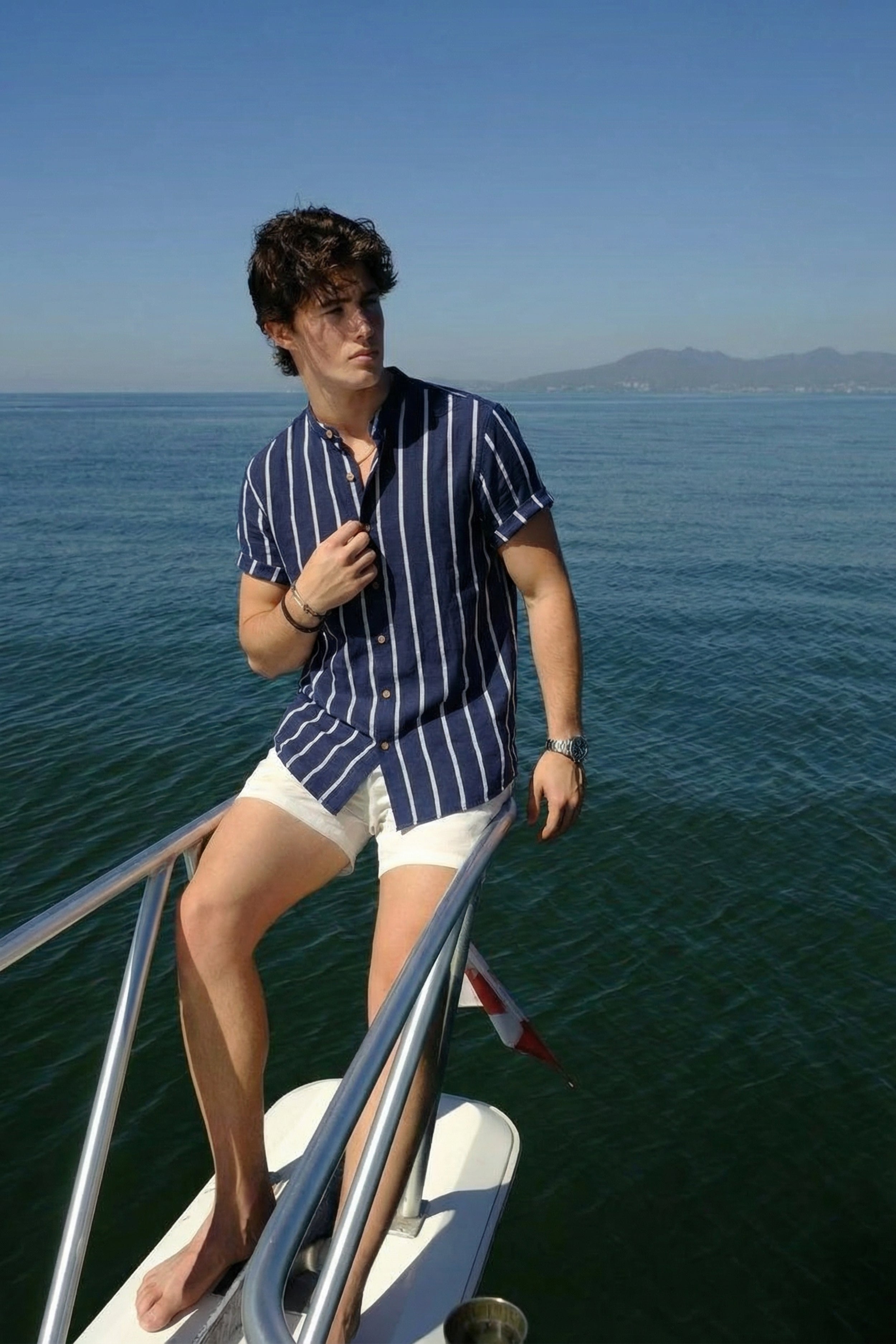 Mayfair Striped Linen Shirt Navy