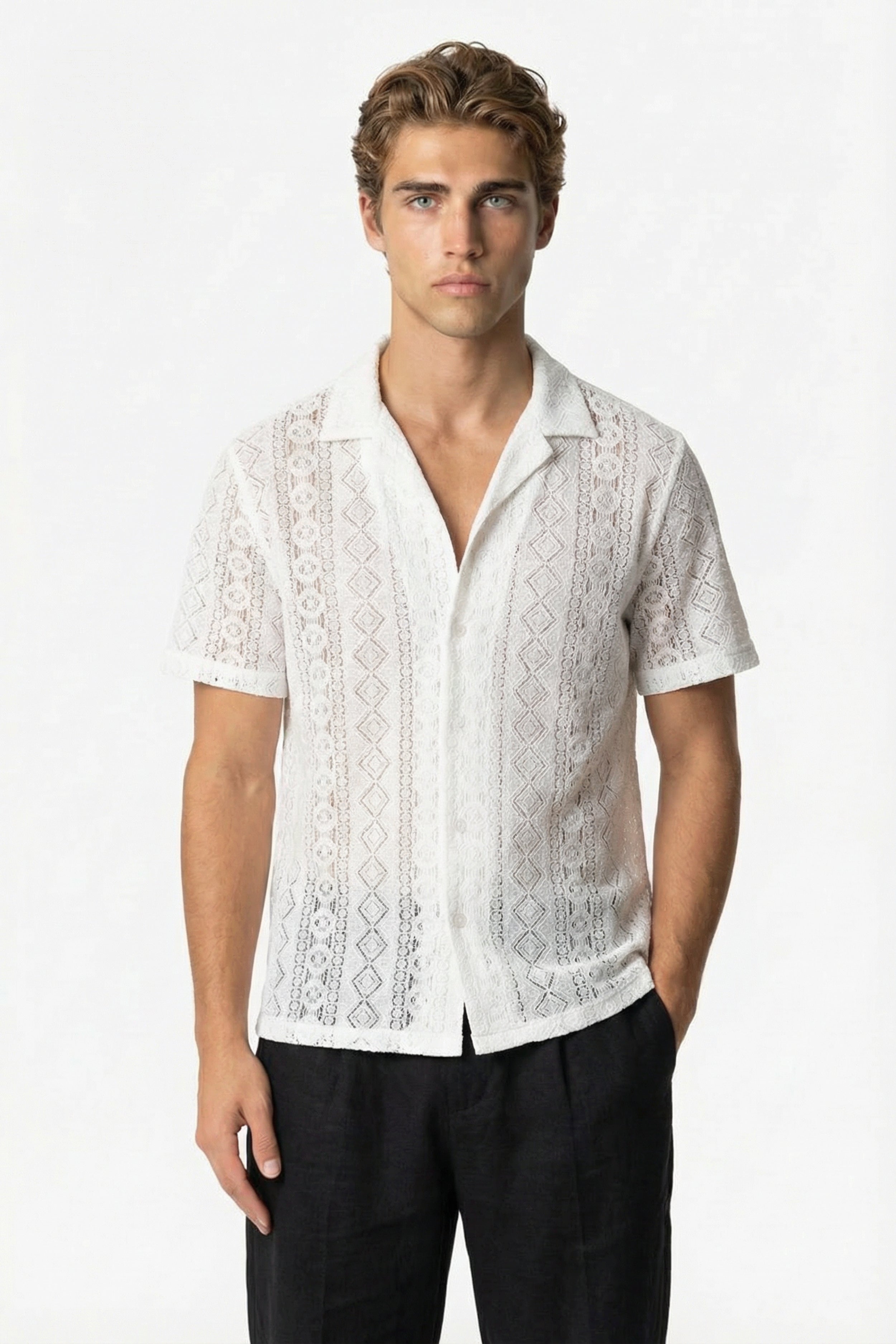 Mayfair Lace Linen Shirt White