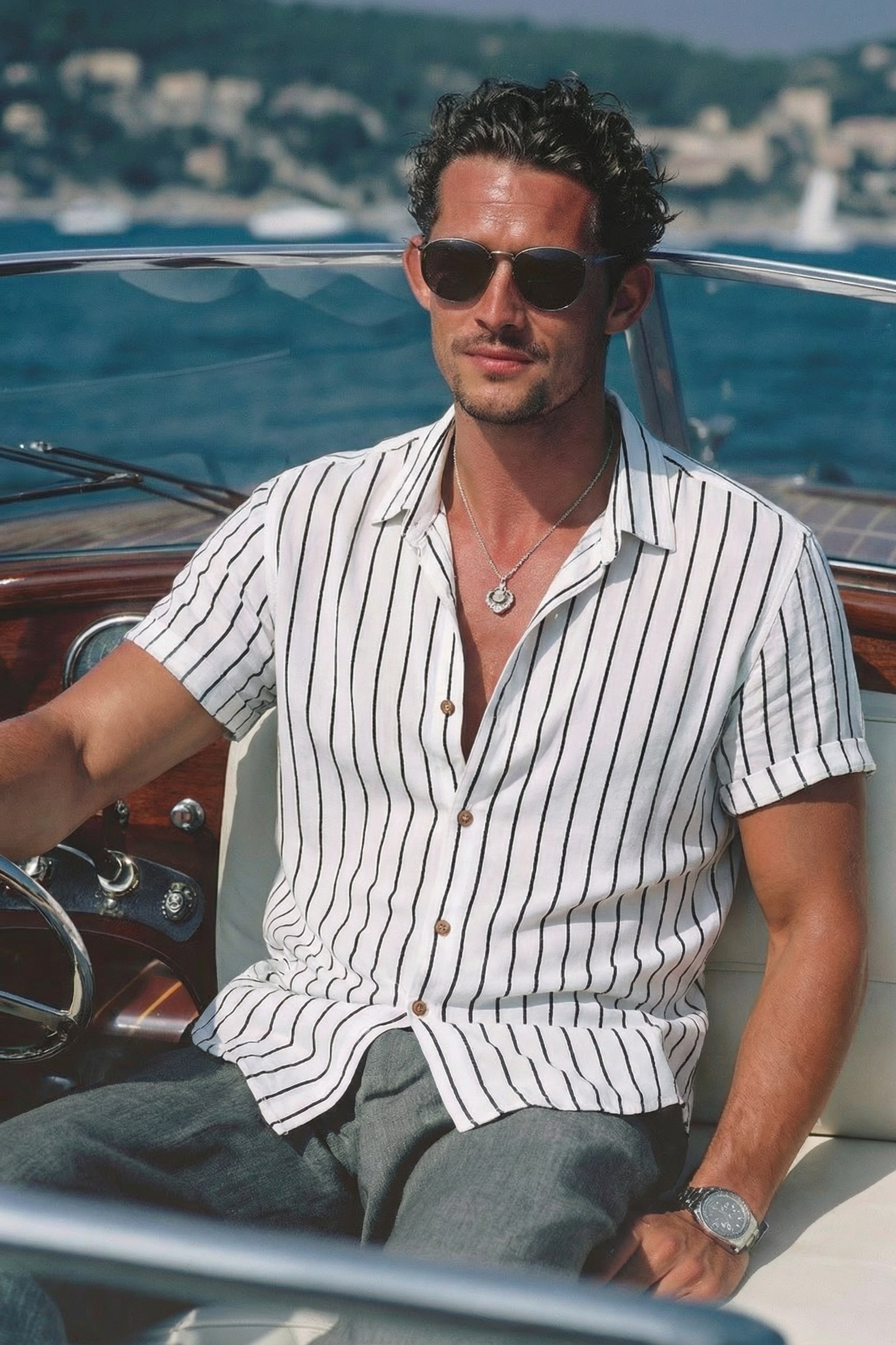 Riviera Stripe Shirt White