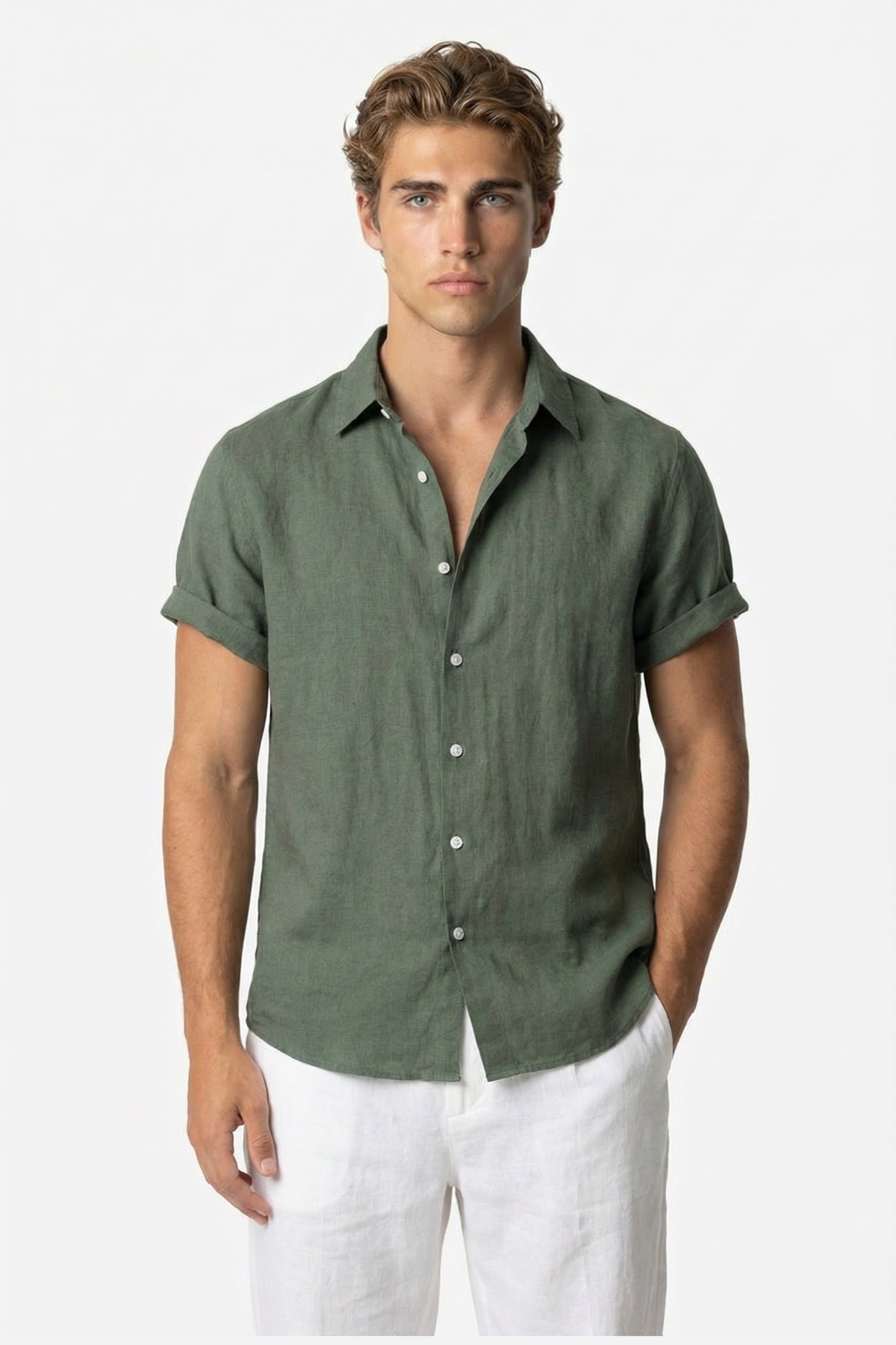 Coastal Linen Shirt Green