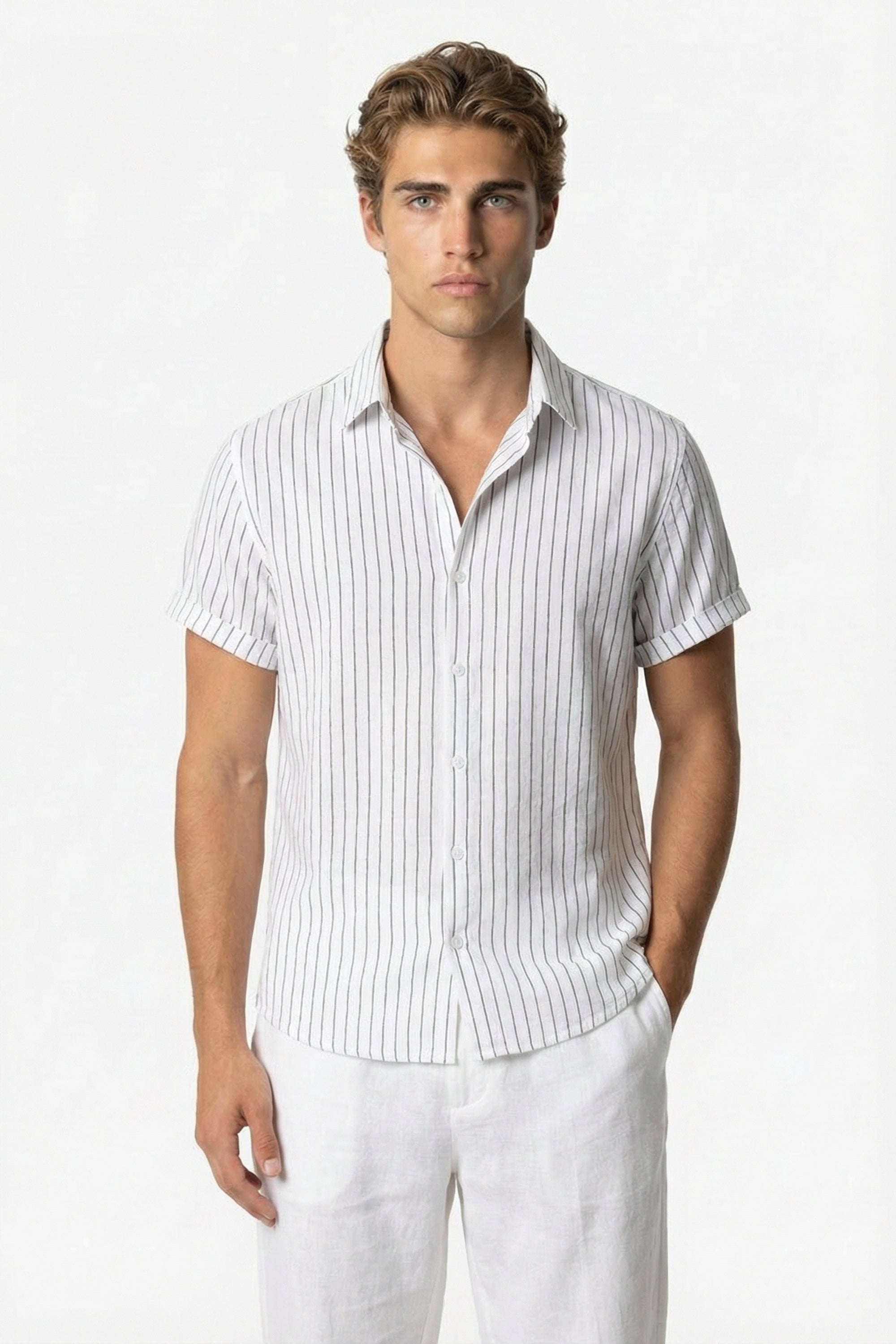 Mayfair striped button-up shirt White
