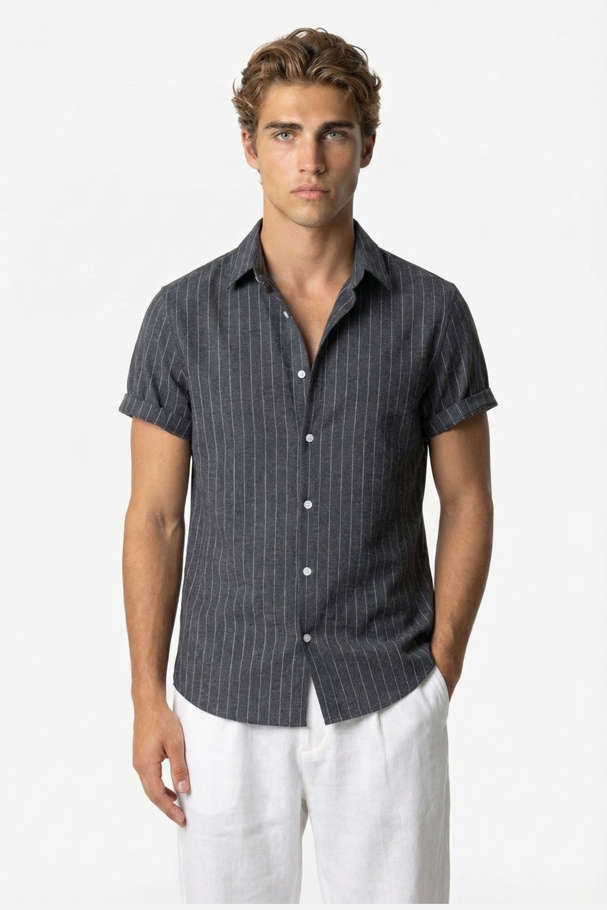 Mayfair striped button-up shirt Grey