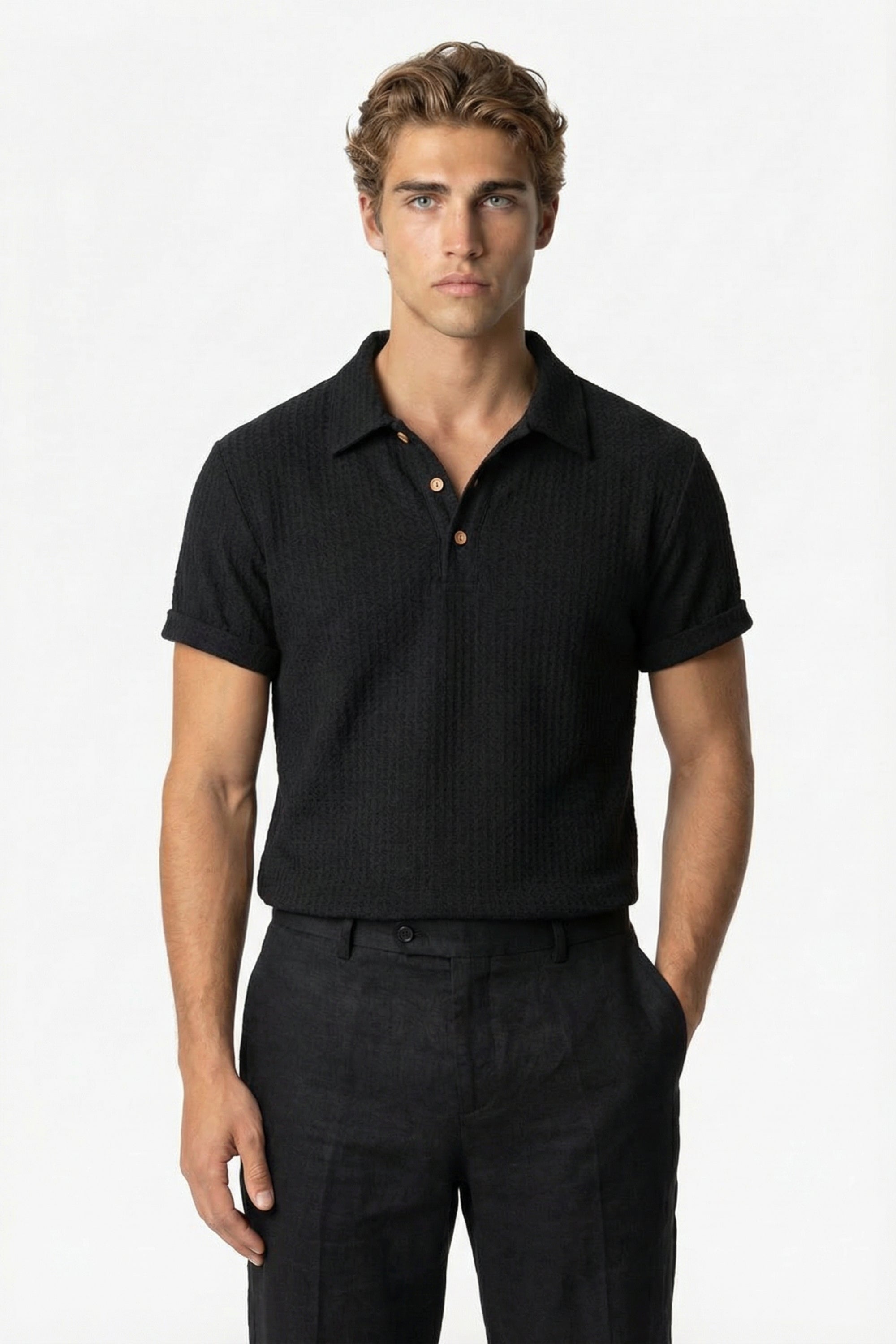 Riviera Knit Polo Black