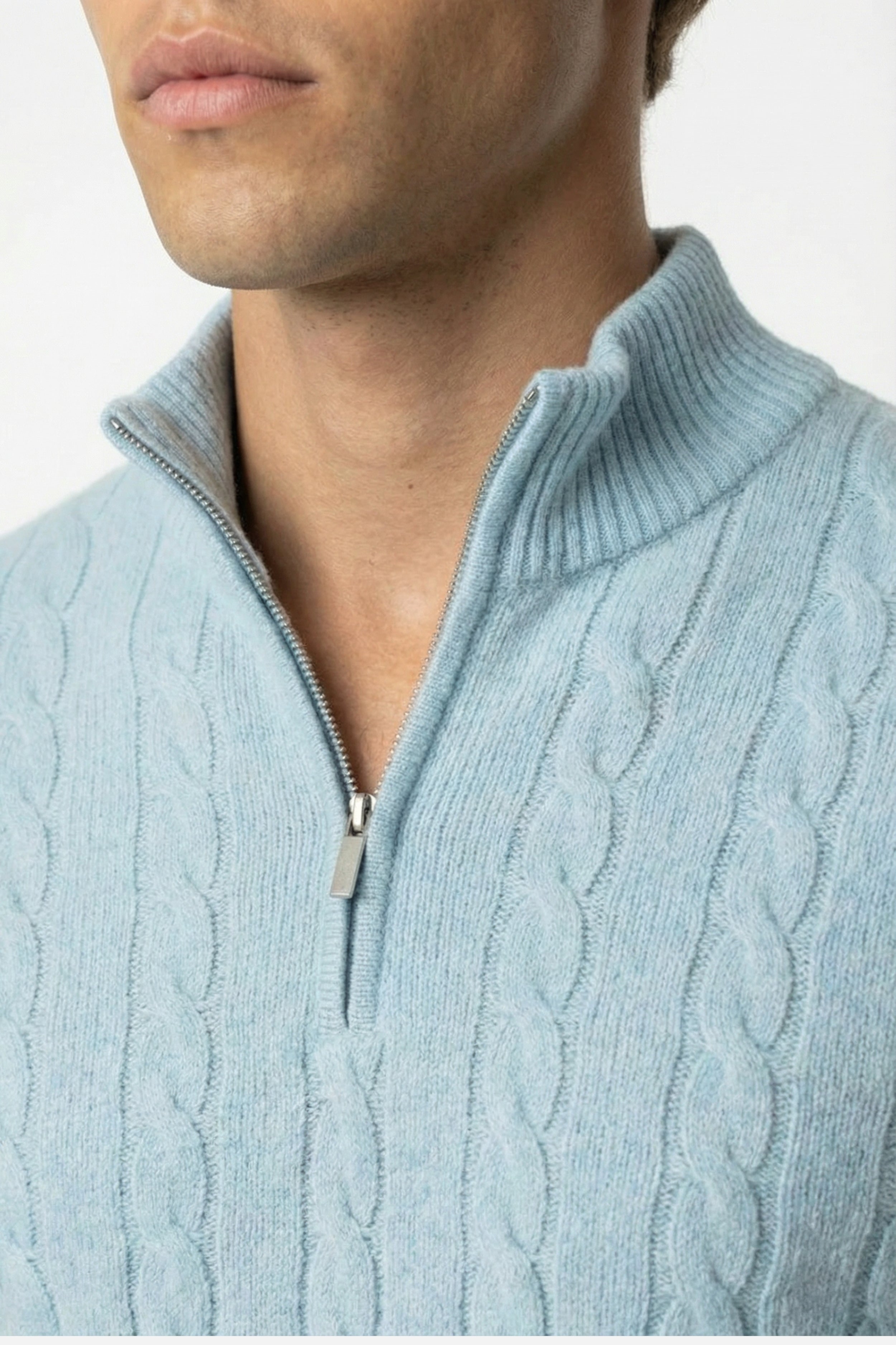 Kensington Cashmere Quarter Zip Blue