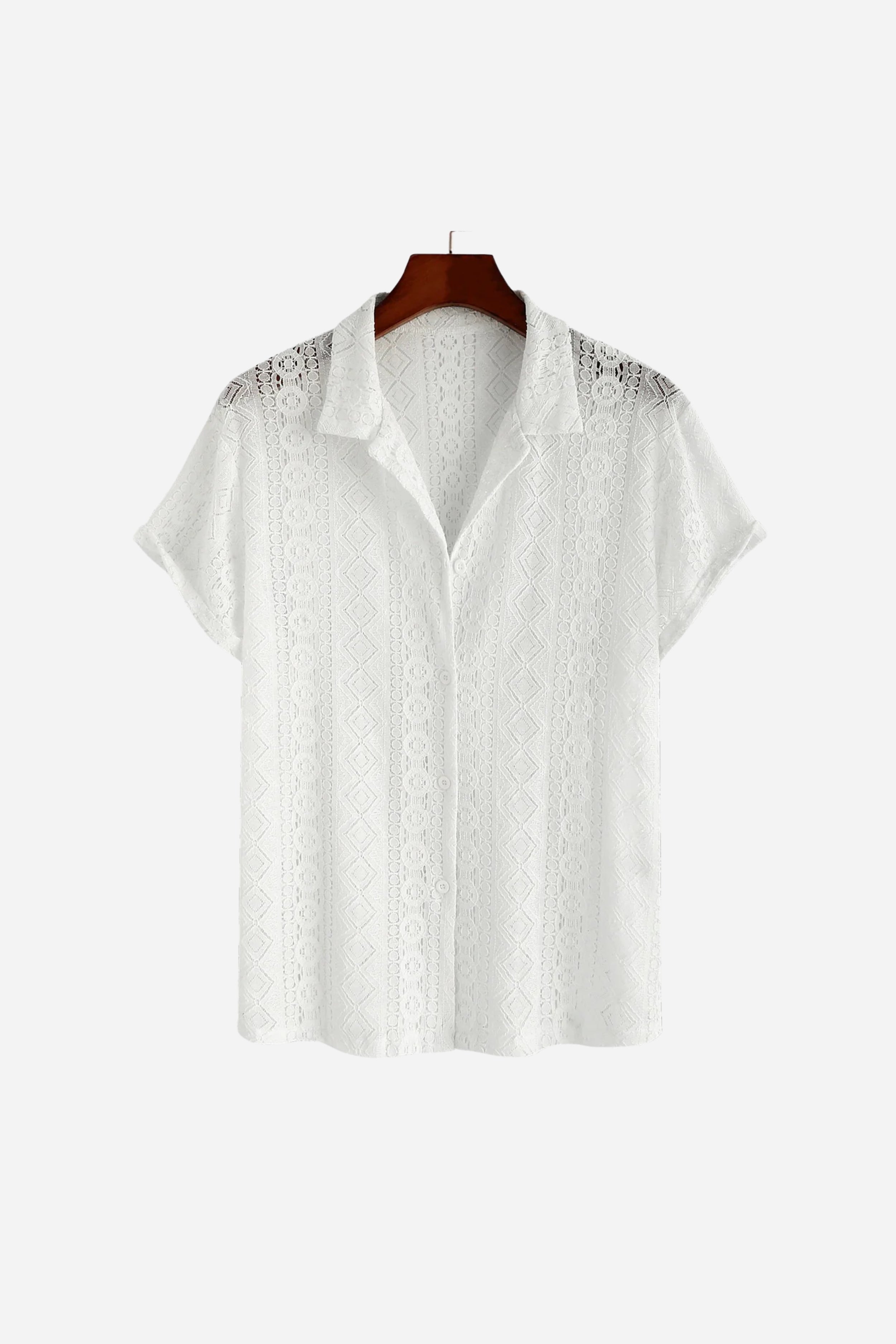 Mayfair Lace Linen Shirt White