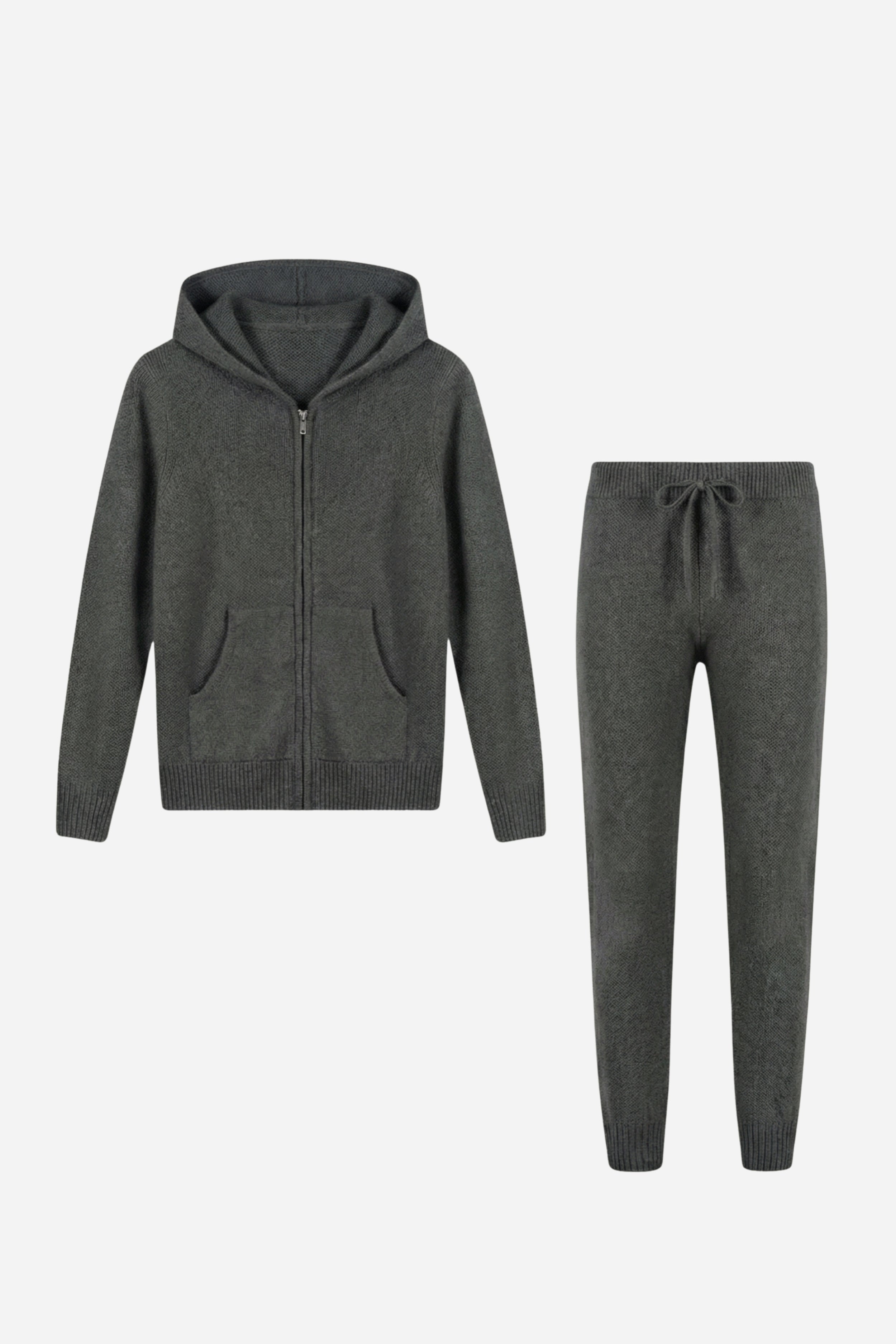 Mayfair Cashmere Hooded Lounge Set Stone Grey