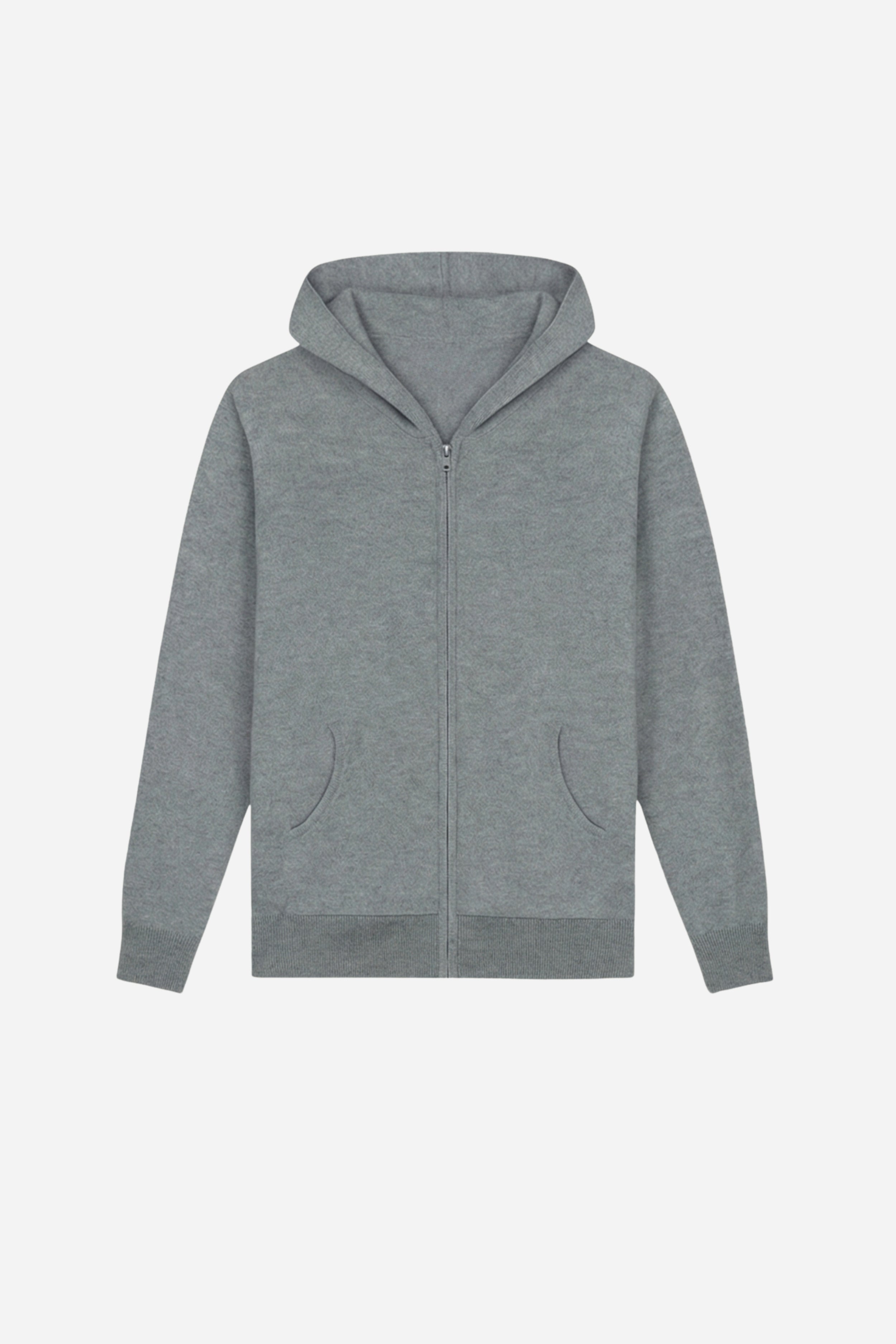 Cashmere Hooded Zip-up Grey