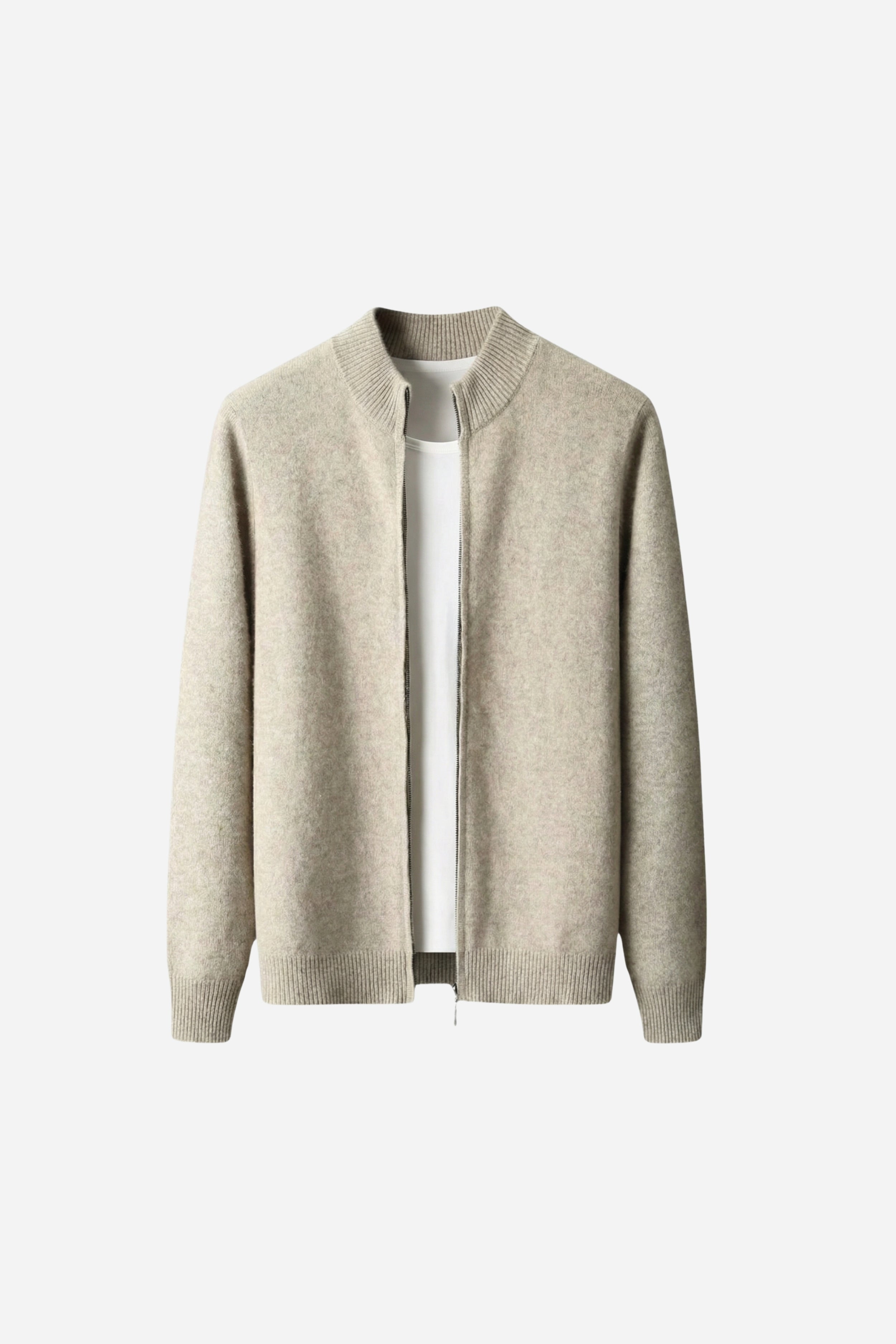 Mayfair Cashmere Zip Cardigan Sand Beige