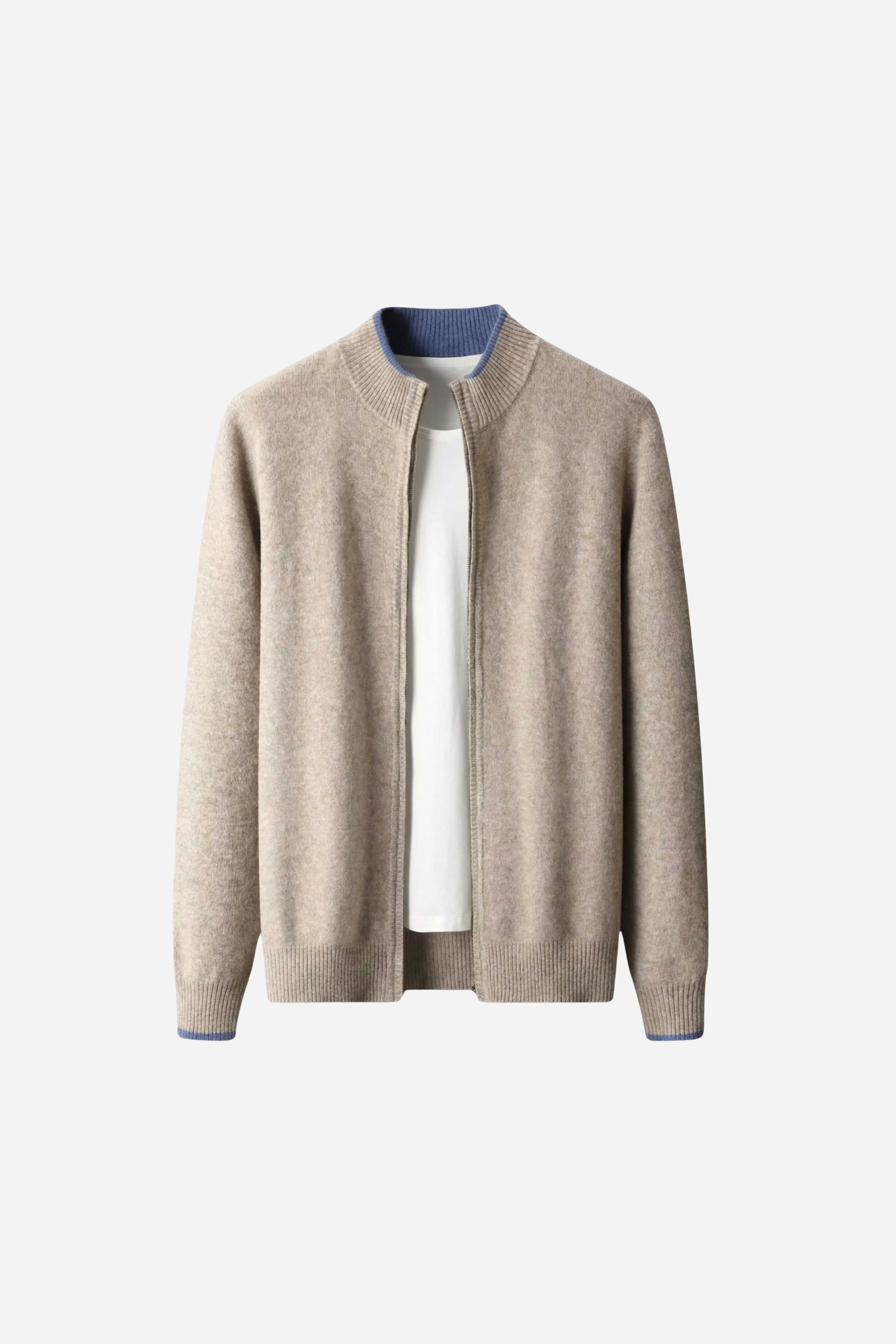 Mayfair Cashmere Zip Cardigan Stone Beige