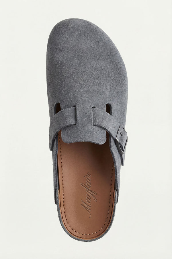 Mayfair Calfsuede Clog Stone Gray
