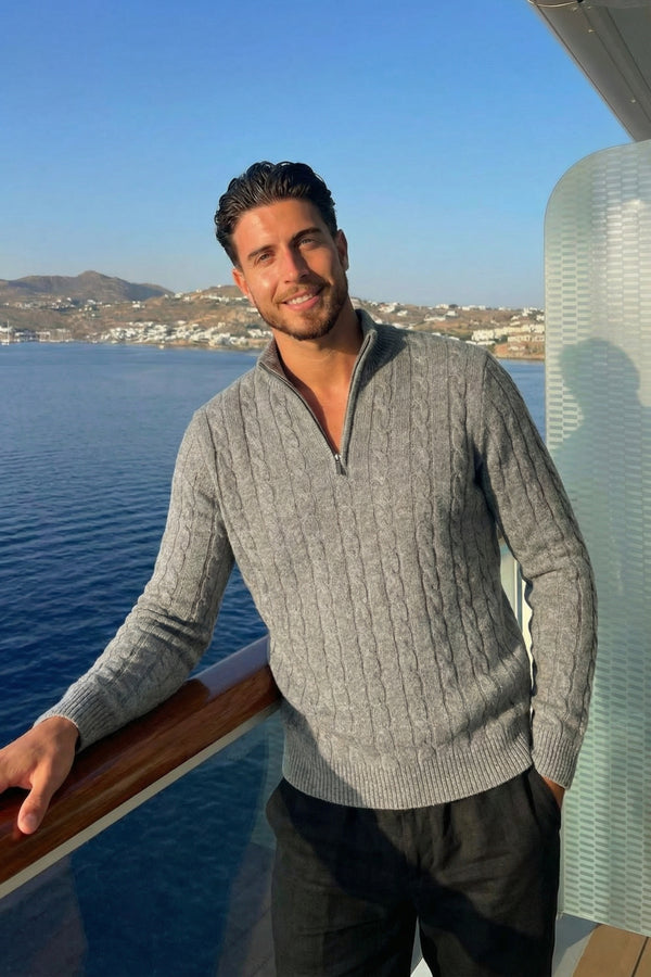 Kensington Cashmere Quarter Zip Grey