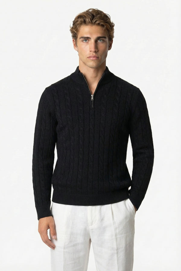 Kensington Cashmere Quarter Zip Black