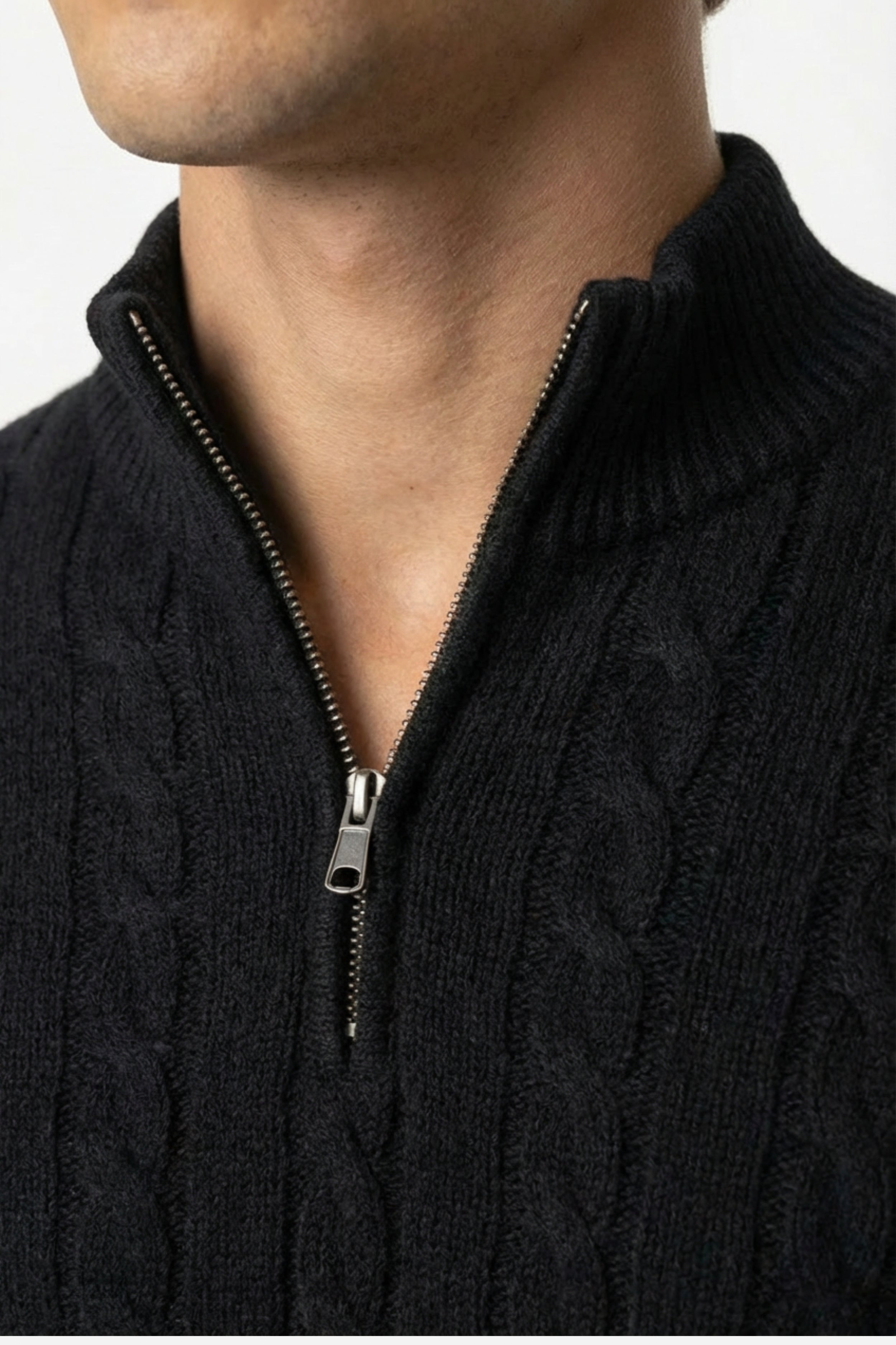 Kensington Cashmere Quarter Zip Black