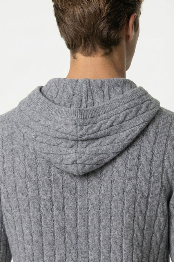 Kensington Cashmere Cable Zip Cardigan Grey