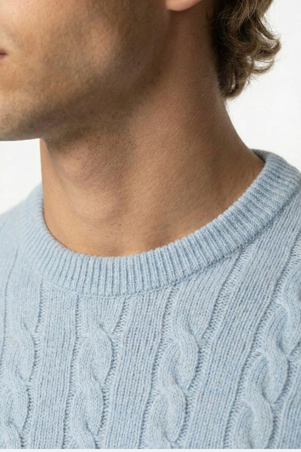 Kensington Cashmere Cable Crewneck Blue
