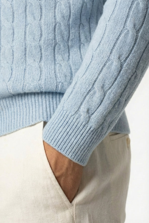 Kensington Cashmere Cable Crewneck Blue