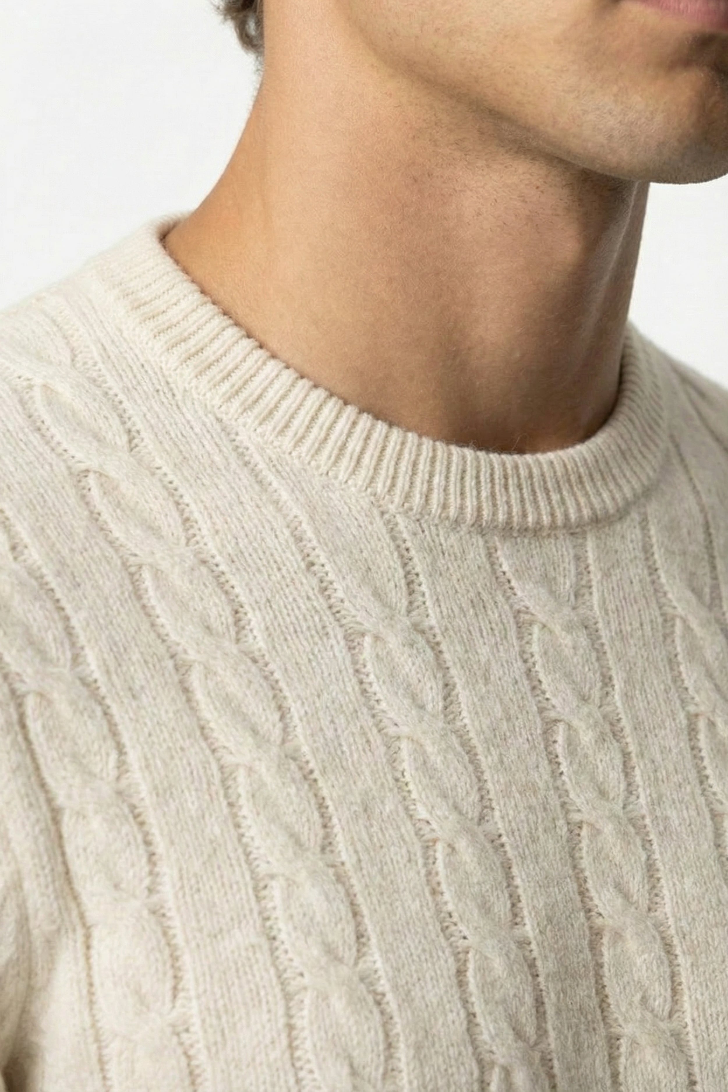 Kensington Cashmere Cable Crewneck White