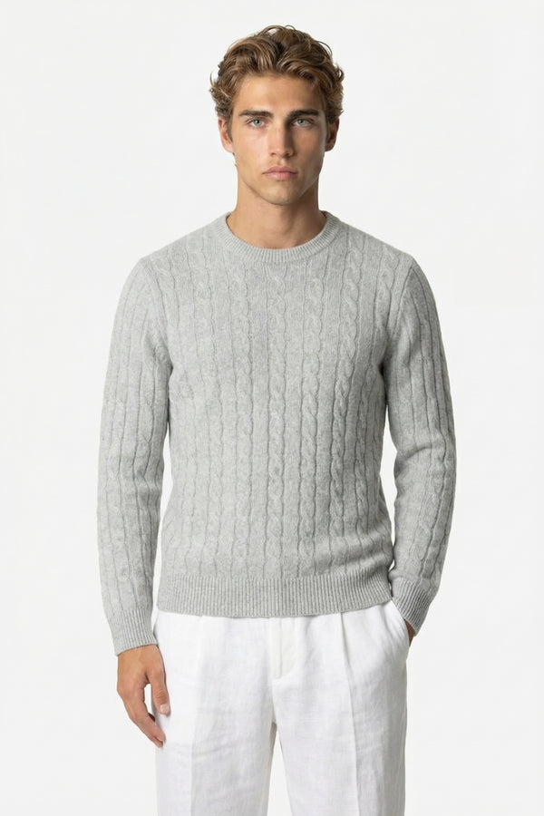 Kensington Cashmere Cable Crewneck Grey