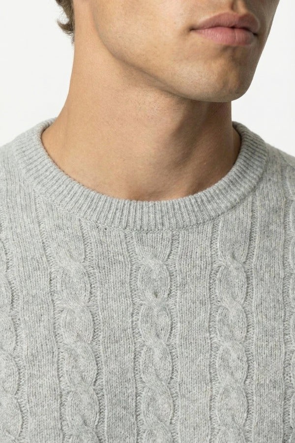 Kensington Cashmere Cable Crewneck Grey