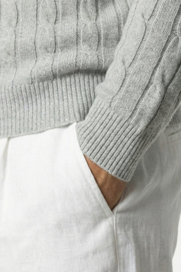 Kensington Cashmere Cable Crewneck Grey