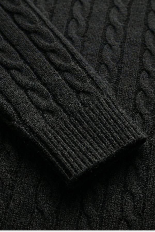Kensington Cashmere Cable Crewneck Black