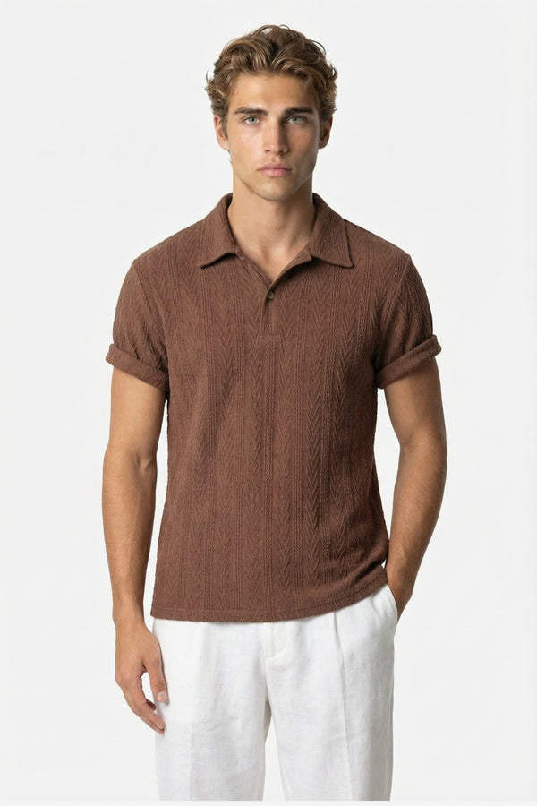 Huxley Textured Polo Brown