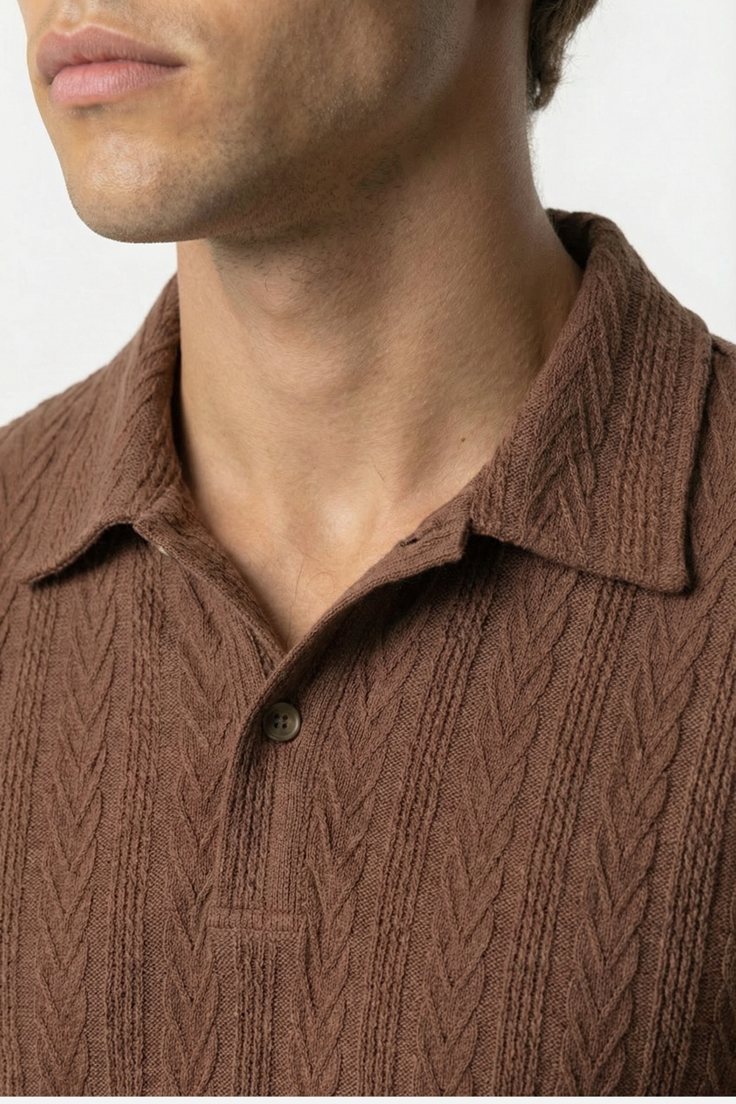 Huxley Textured Polo Brown