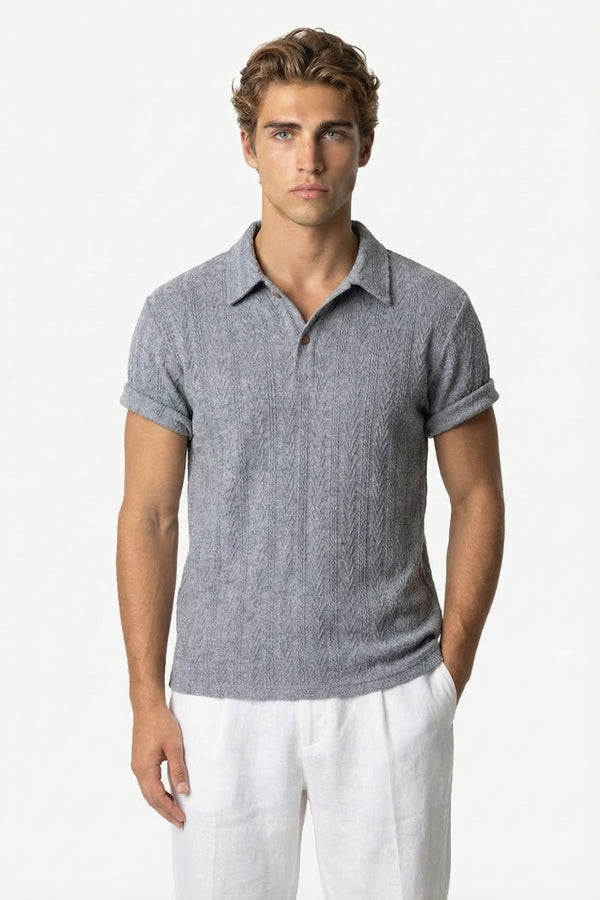 Huxley Textured Polo Grey
