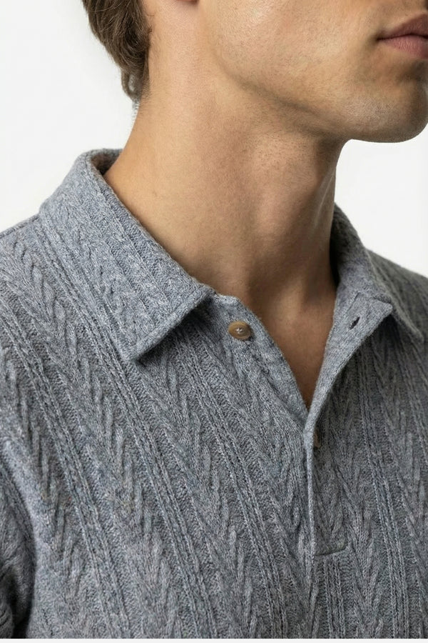 Huxley Textured Polo Grey