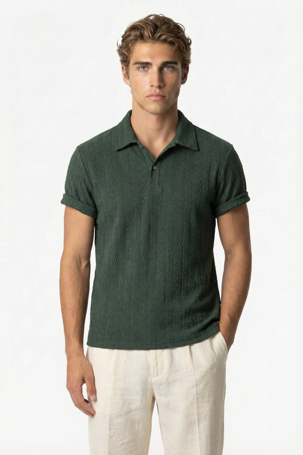 Huxley Textured Polo Green