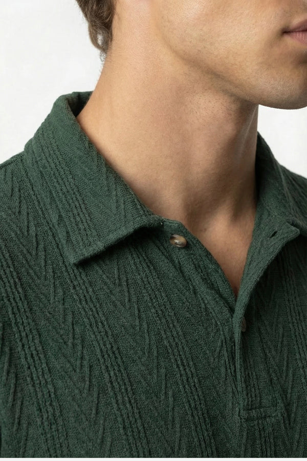 Huxley Textured Polo Green
