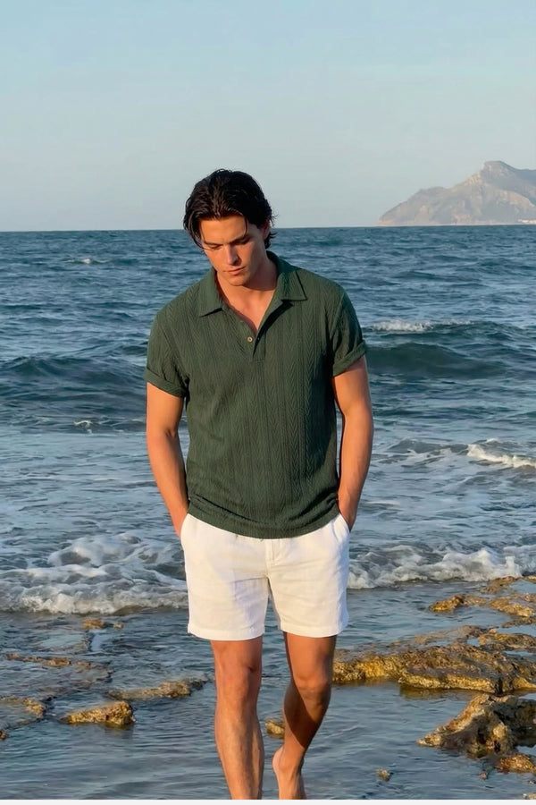 Huxley Textured Polo Green