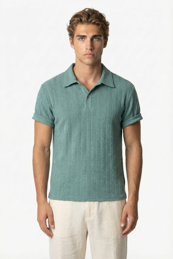Huxley Textured Polo Eucalyptus
