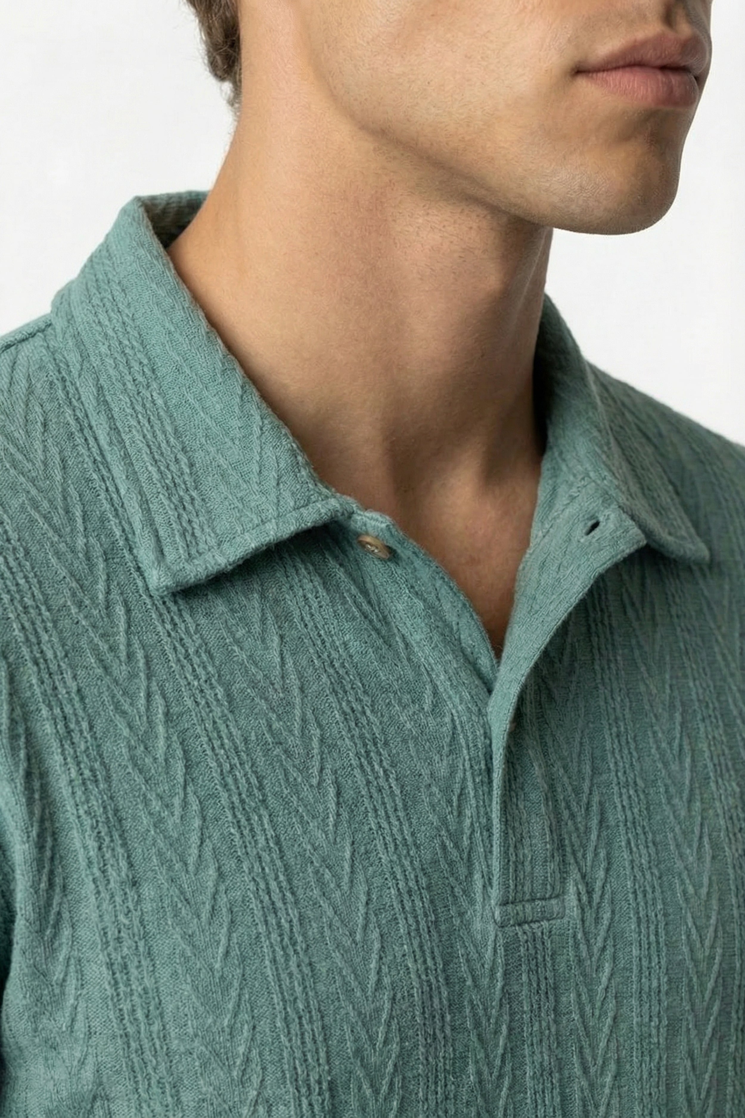 Huxley Textured Polo Eucalyptus