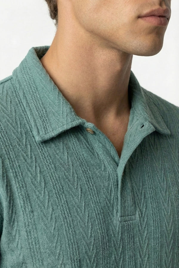 Huxley Textured Polo Eucalyptus