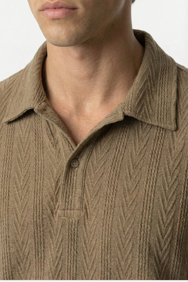 Huxley Textured Polo Beige