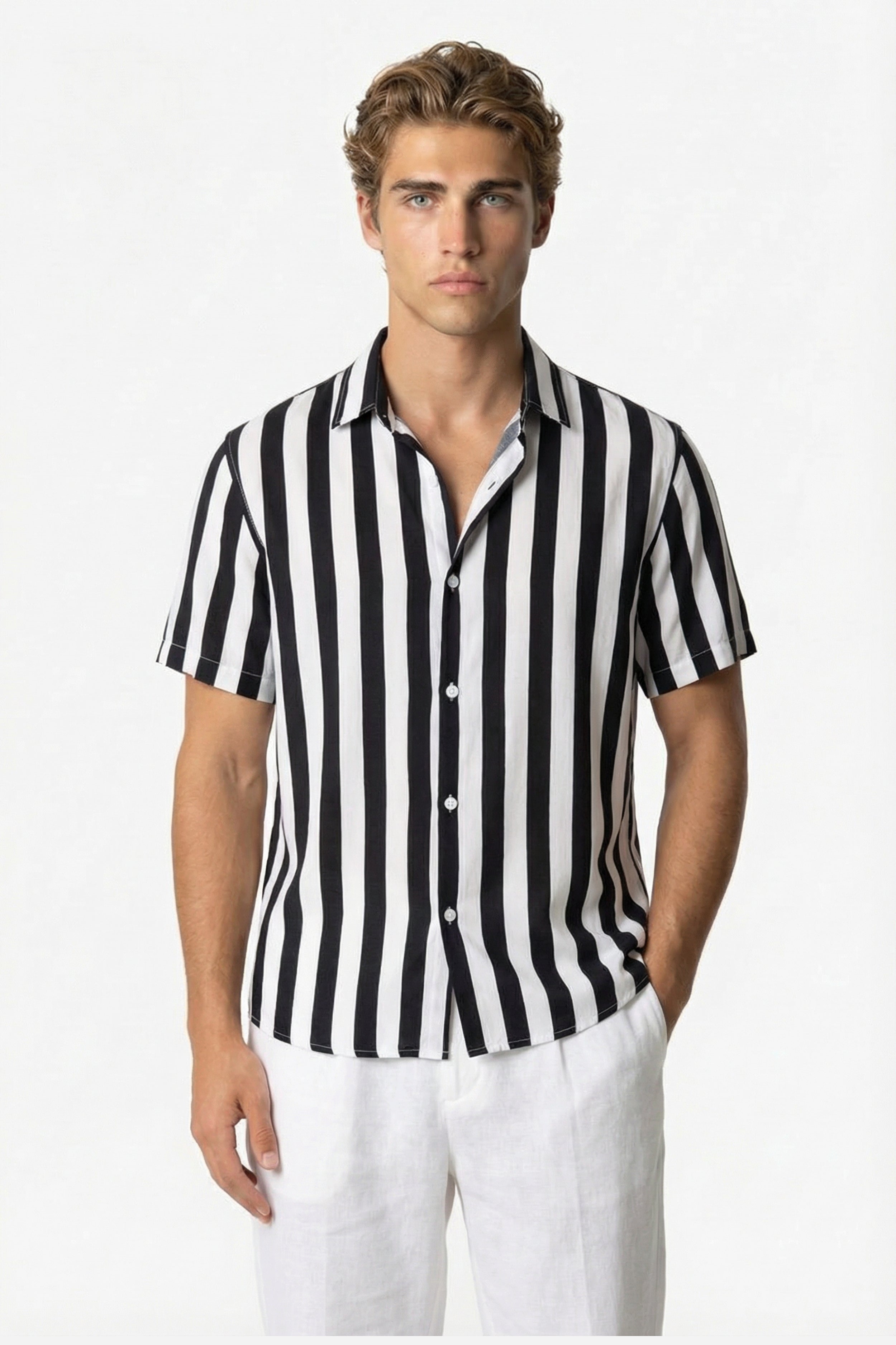 Huxley Striped Summer Shirt Black