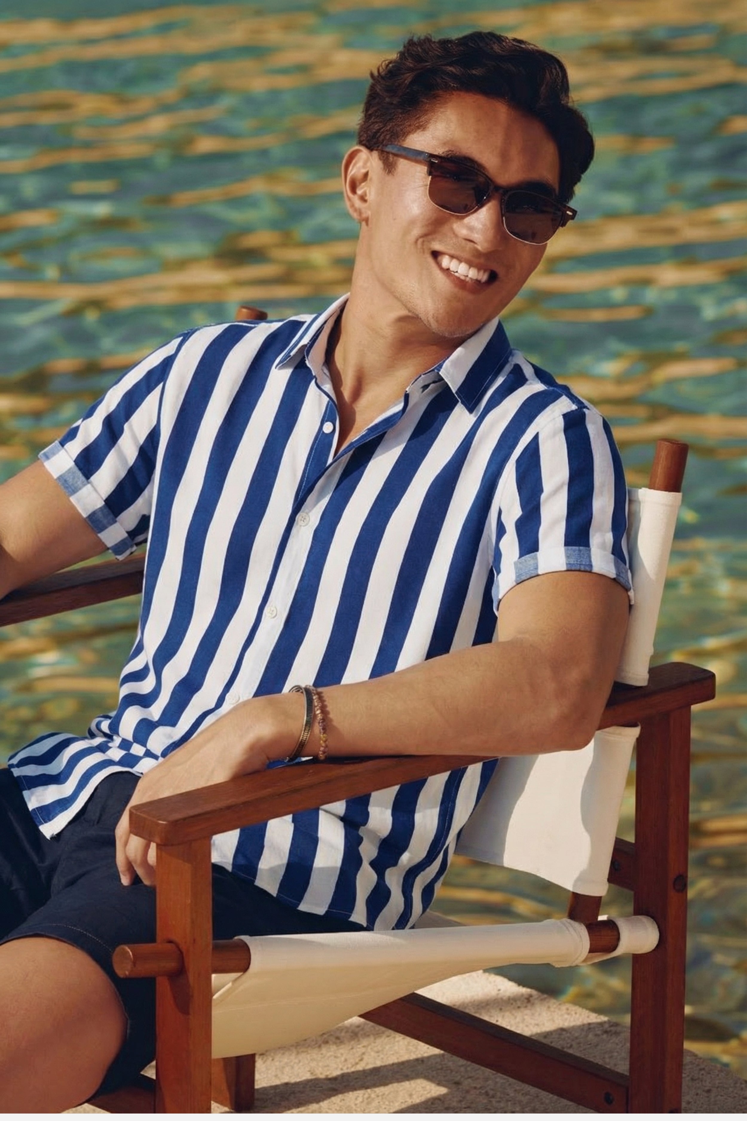 Huxley Striped Summer Shirt Navy