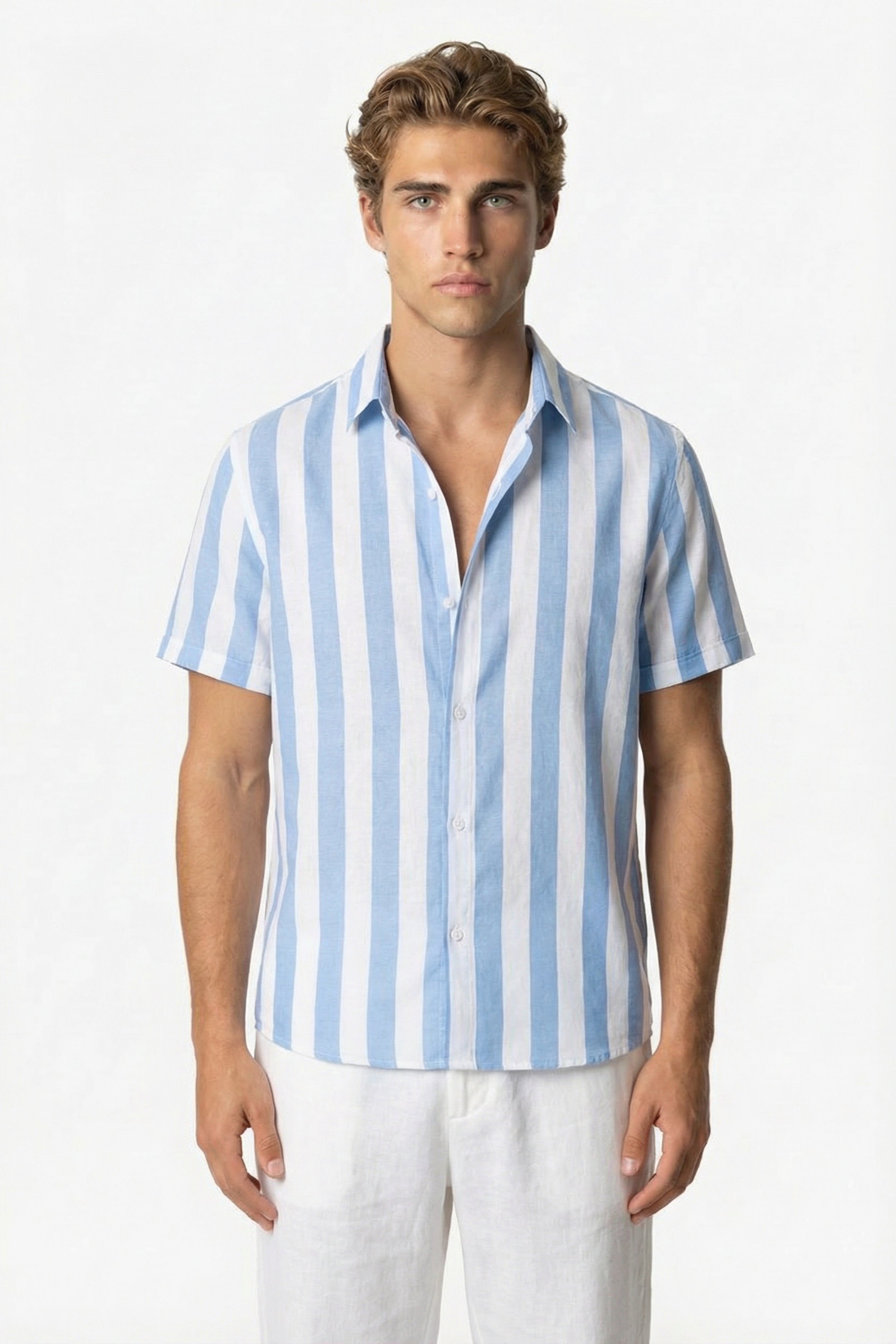 Huxley Striped Summer Shirt Blue