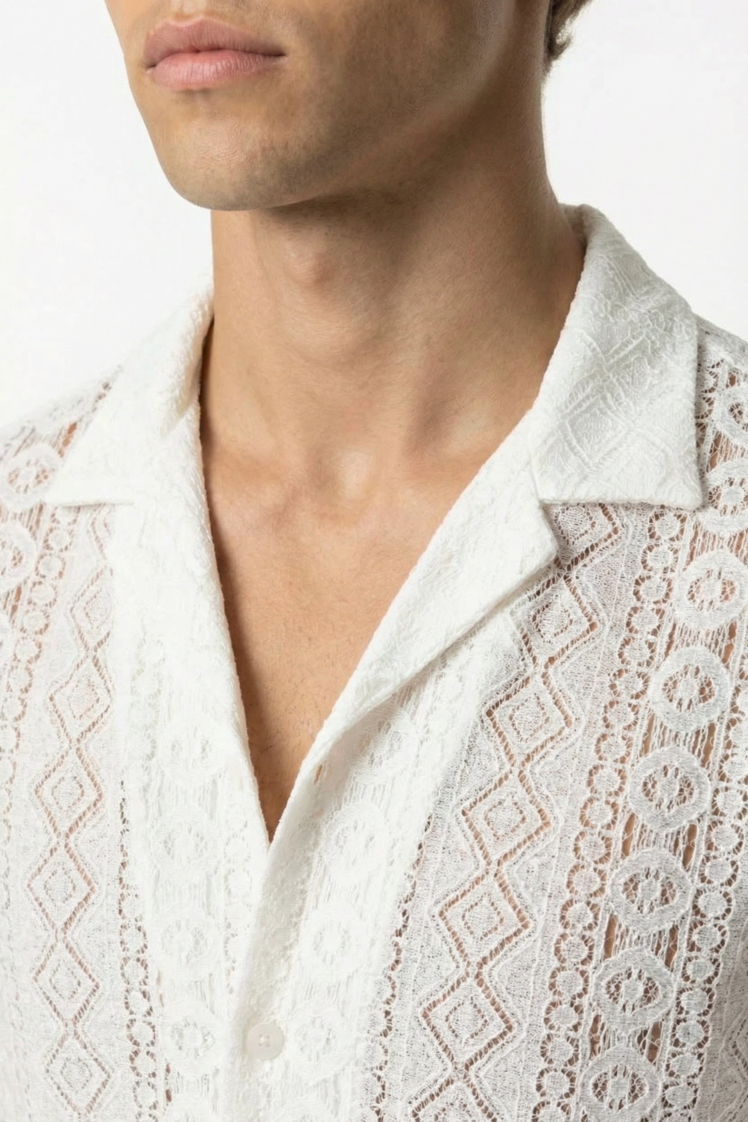 Mayfair Lace Linen Shirt White