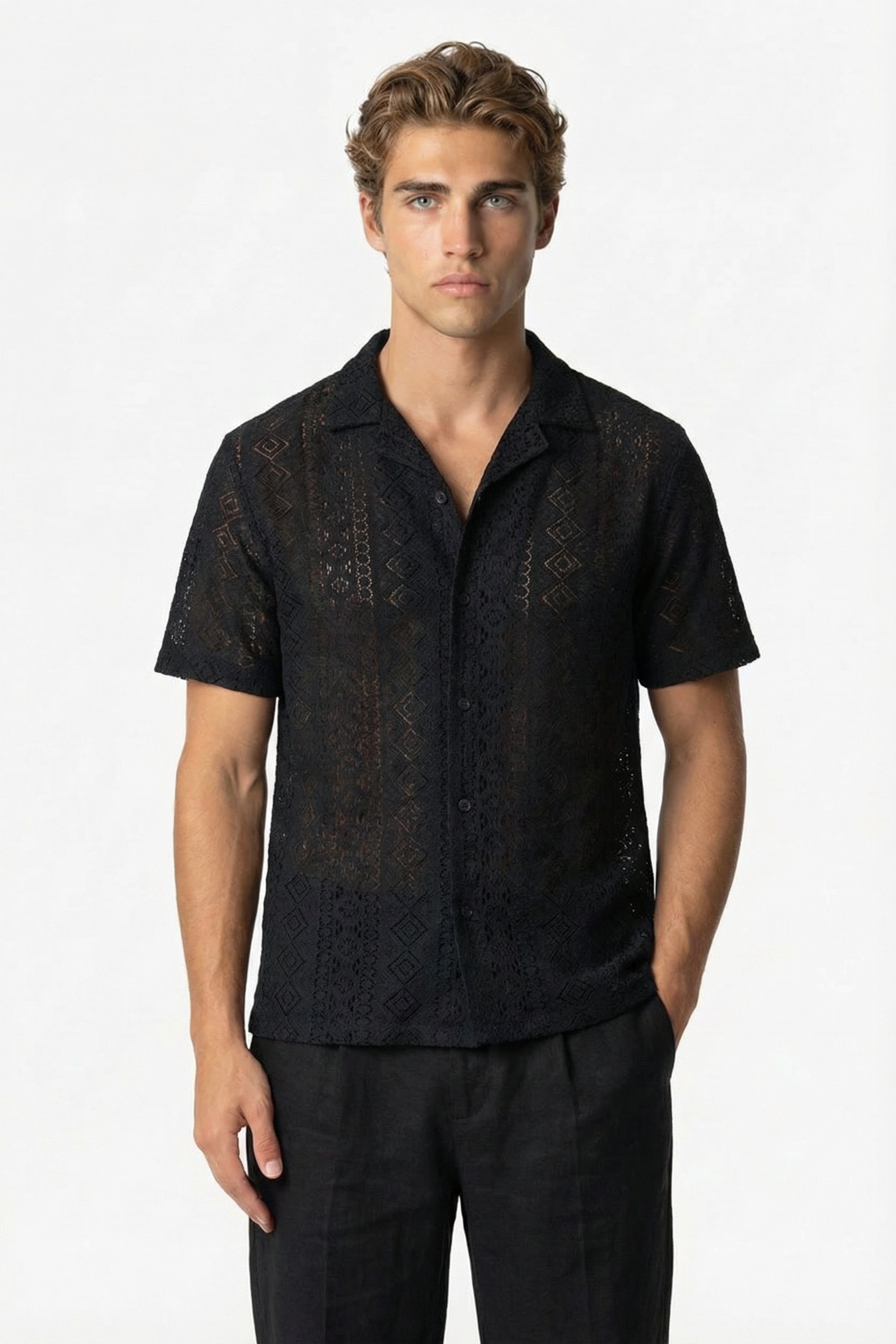 Mayfair Lace Linen Shirt Black