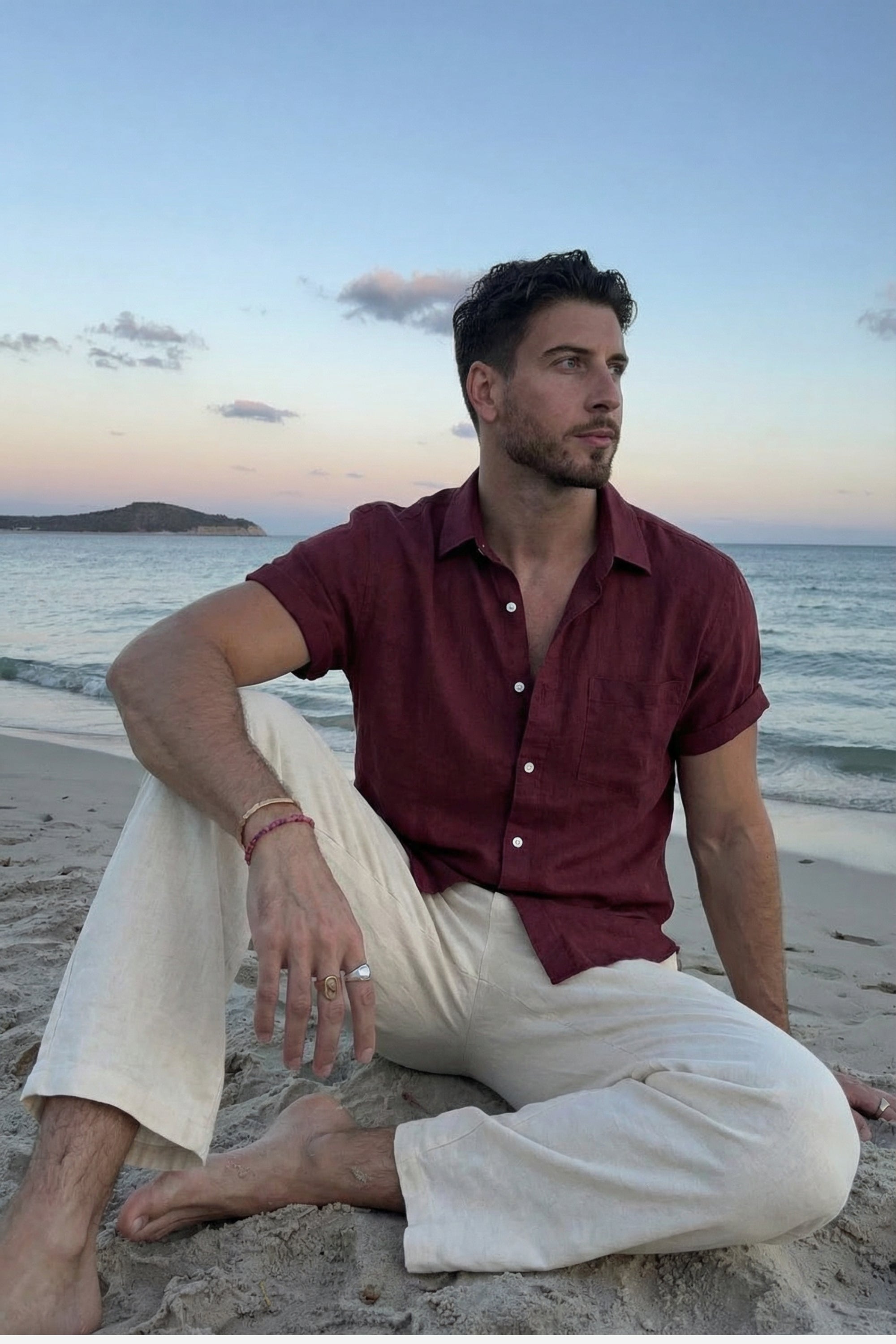 Coastal Linen Shirt Bordeaux