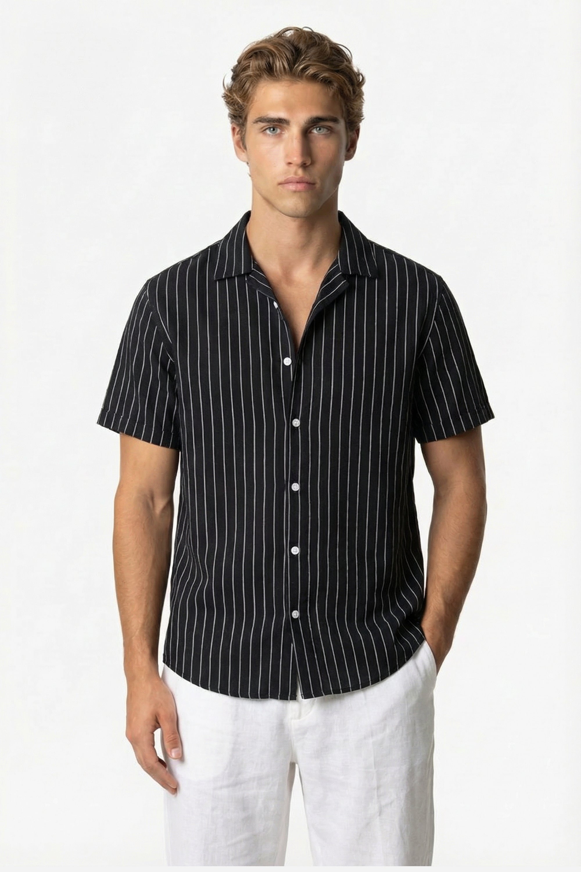 Mayfair striped button-up shirt Black